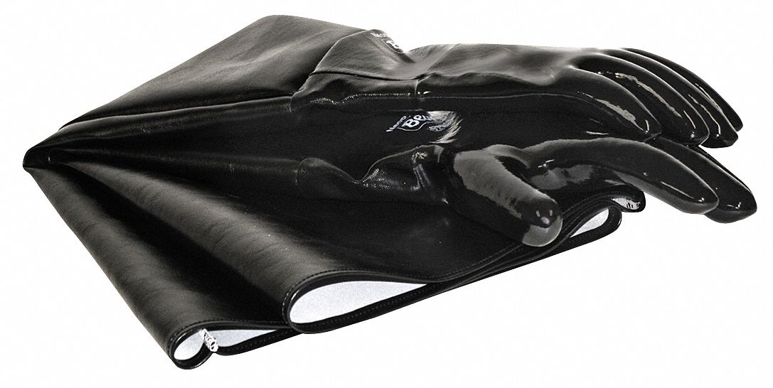 Blasting Glove Set: Left/Right Hand, 9 in Dia x 33 in L, Neoprene/Vinyl