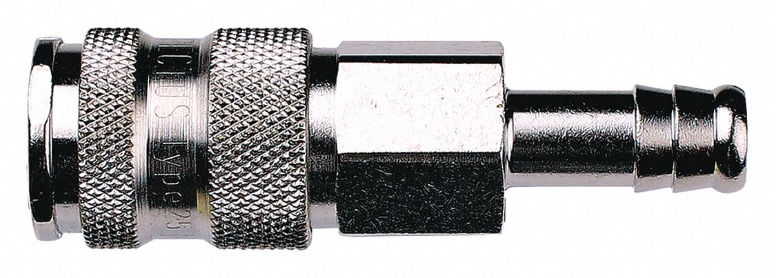 Hose Barb: Steel, 3/8 in Hose Barb Male High Flow Connector, 3 in Overall Lg, 38H02M