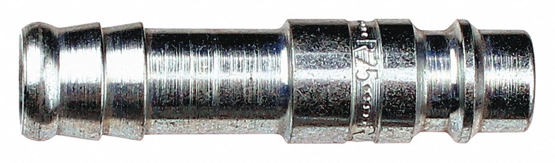 Hose Barb: Steel, 3/8 in Hose Barb Male High Flow Connector, 1 29/32 in Overall Lg, 38H04M