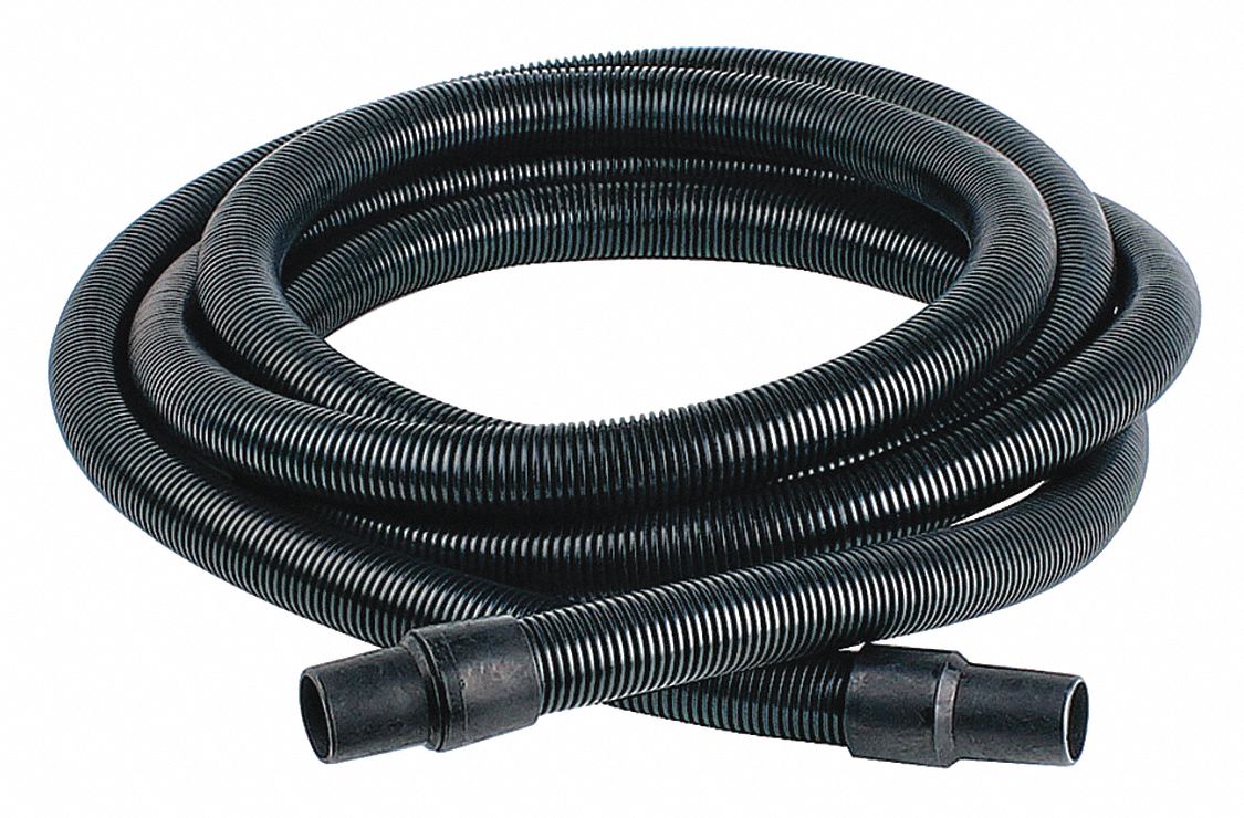 Vacuum Hose: 1 1/2 in Hose Dia, 20 ft Hose Lg, Vinyl, Black