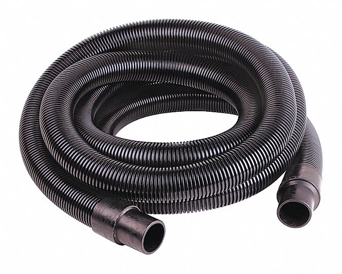 Vacuum Hose: 2 in Hose Dia, 20 ft Hose Lg, Vinyl, Black