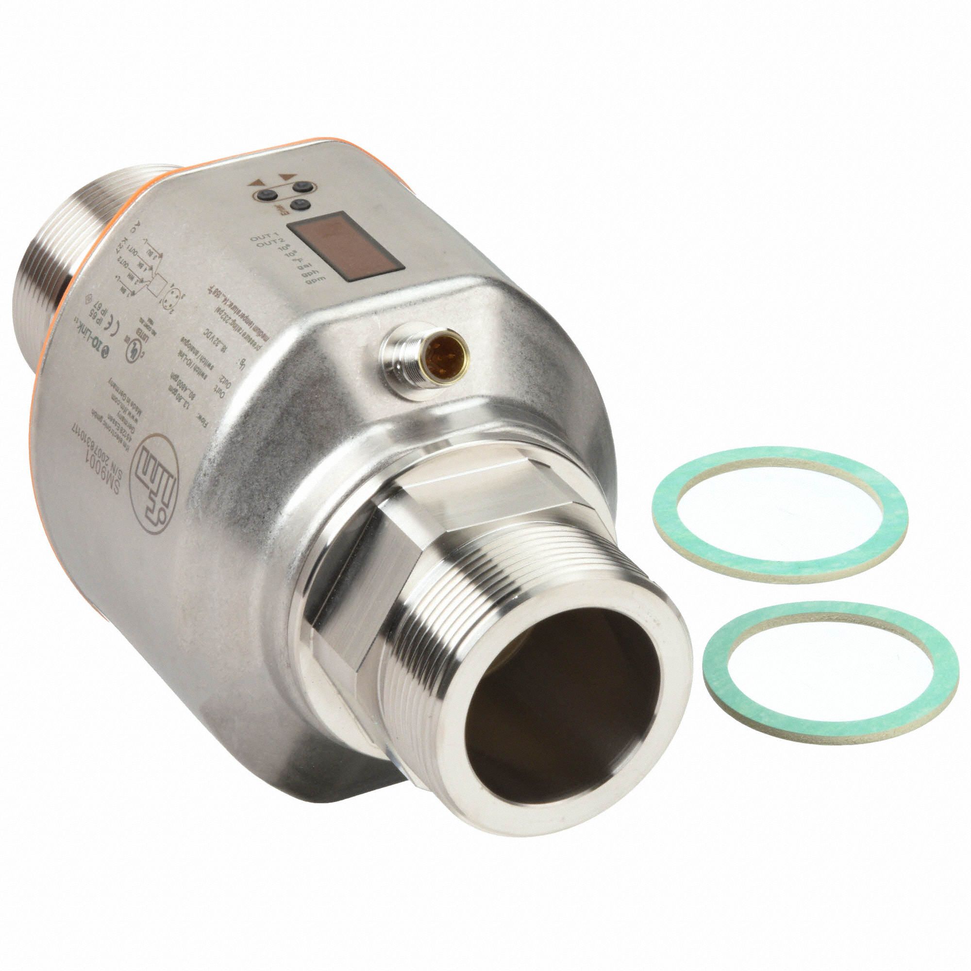 IFM 2 Electronic Flowmeter, 316L Stainless Steel, 1.3 to 80 gpm