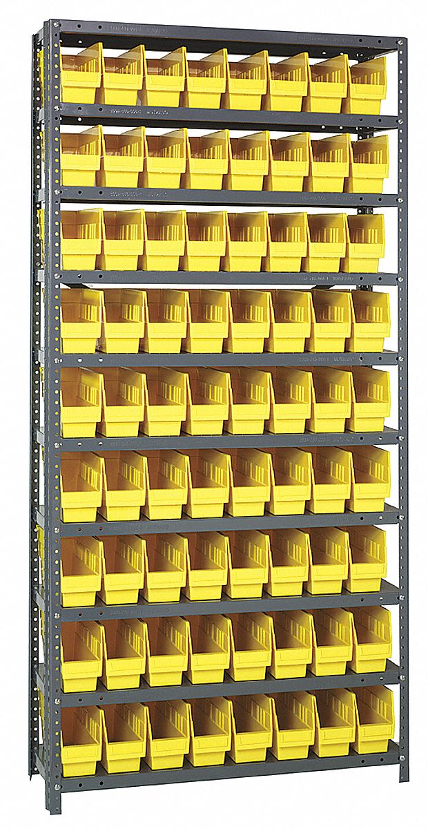 QUANTUM STORAGE SYSTEMS Steel Bin Shelving with 72 Bins, 36 inW x 12