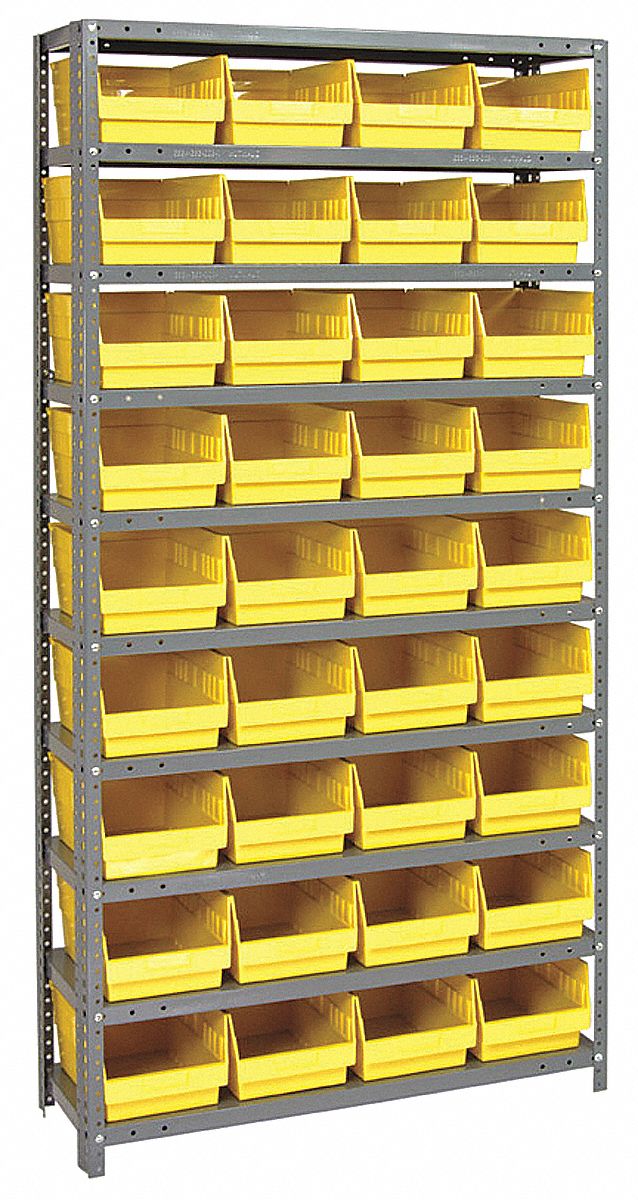 QUANTUM STORAGE SYSTEMS Steel Bin Shelving with 36 Bins, 36 inW x 12 ...