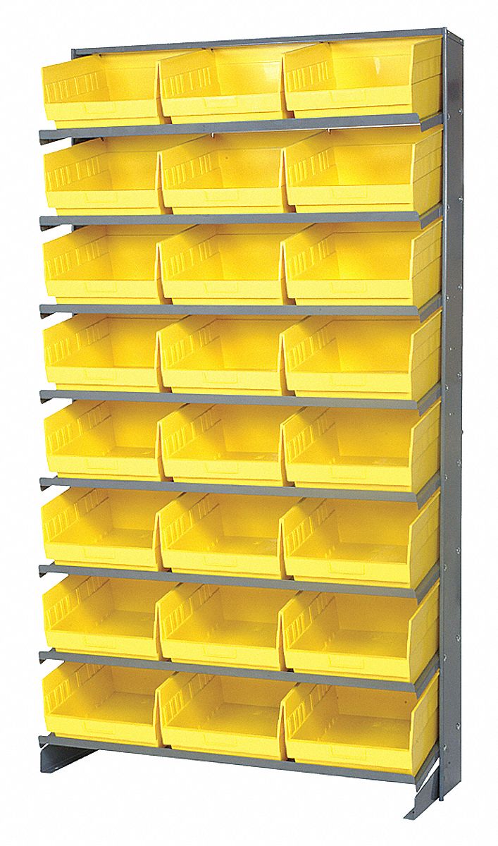 Pick Rack: 36 in x 12 in x 64 in, 1 Sided, 24 Bins, Open, Shelf Bin, Yellow