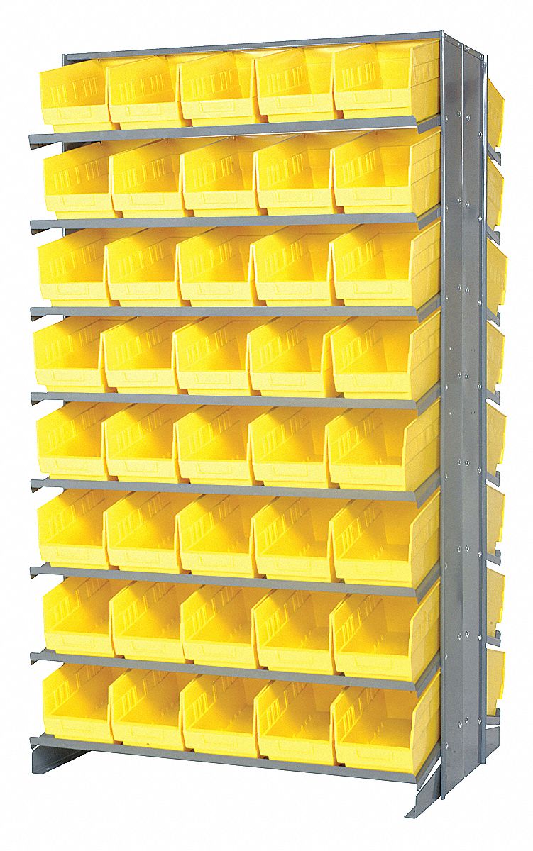 Pick Rack: 36 in x 24 in x 64 in, 2 Sided, 80 Bins, Open, Shelf Bin, Yellow