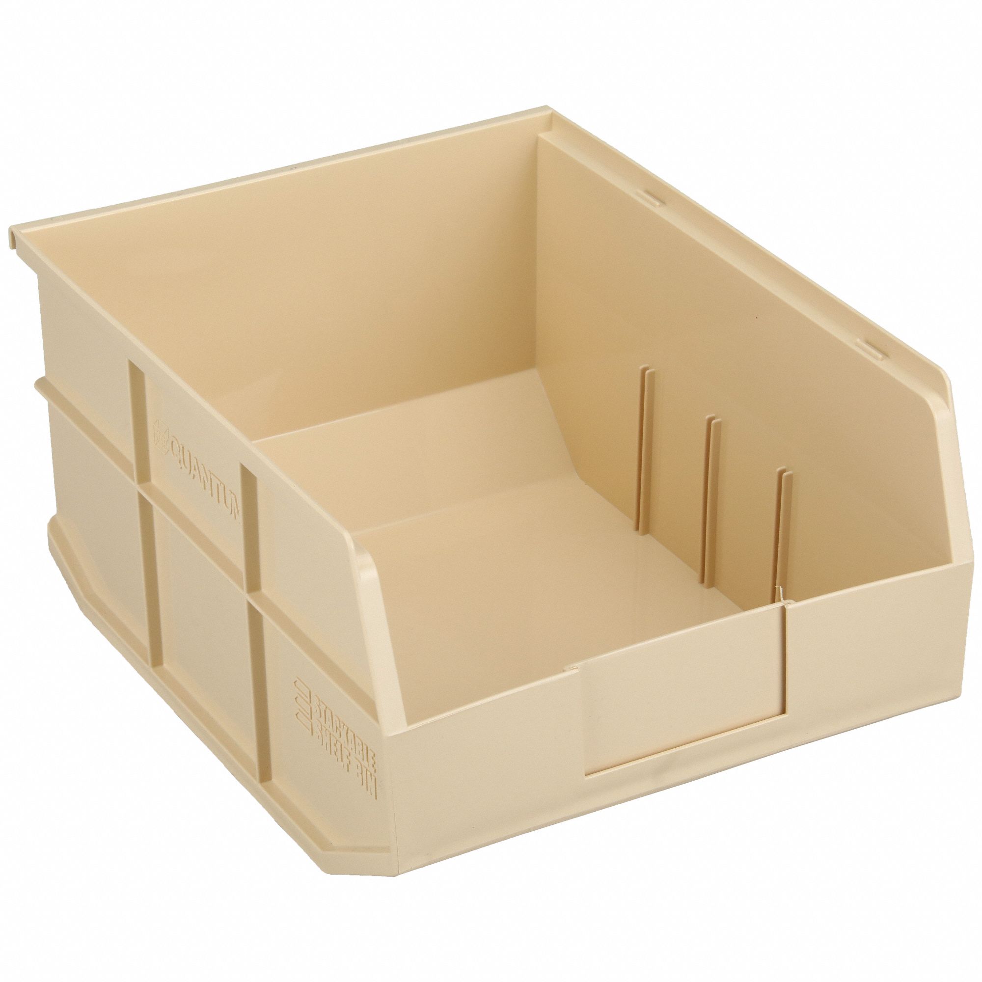 Shelf Bin: 14 in Overall Lg, 11 in x 7 in, Beige, Not Nesting Capable