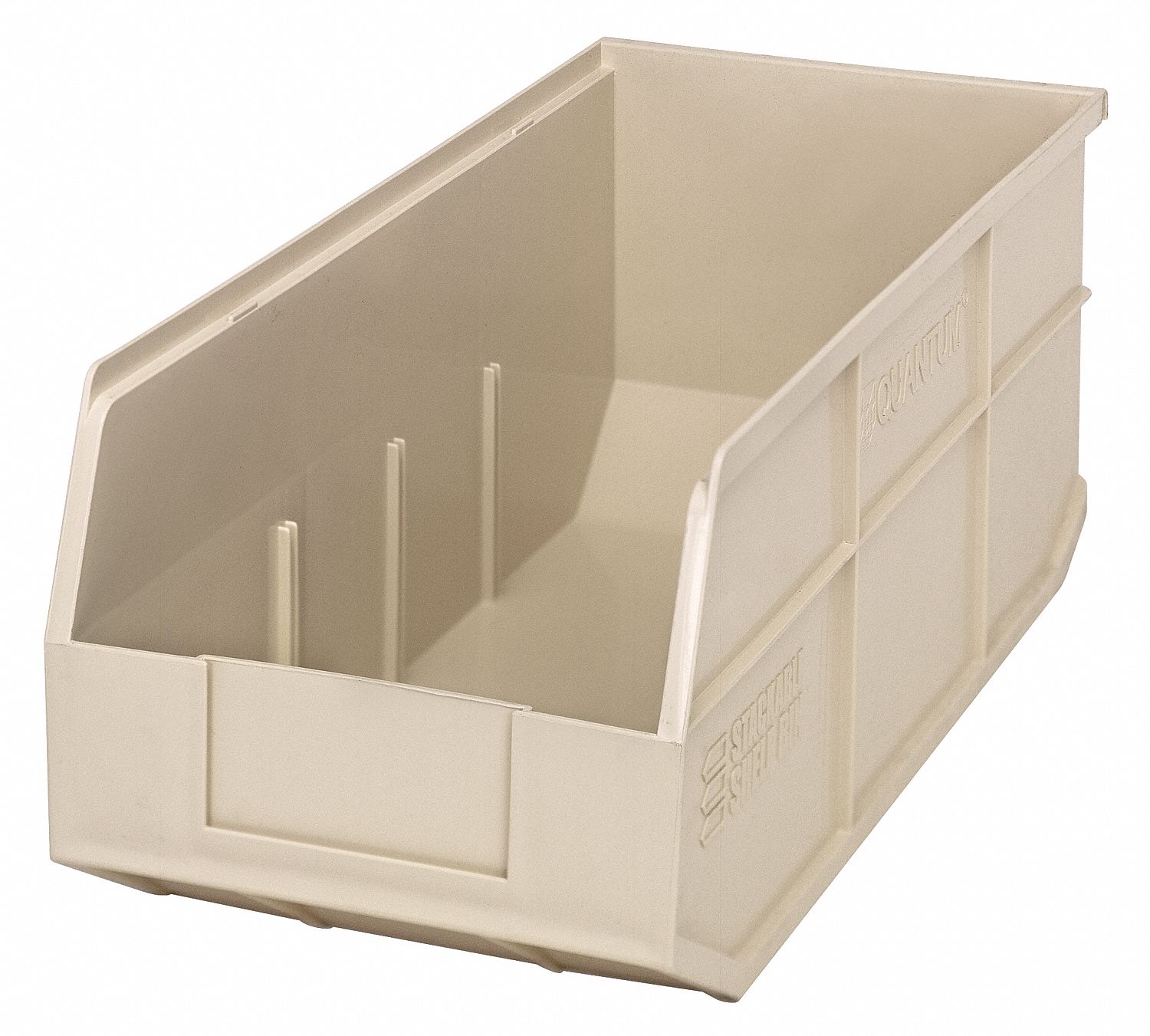 Shelf Bin: 18 in Overall Lg, 8 1/4 in x 7 in, Beige, Not Nesting Capable