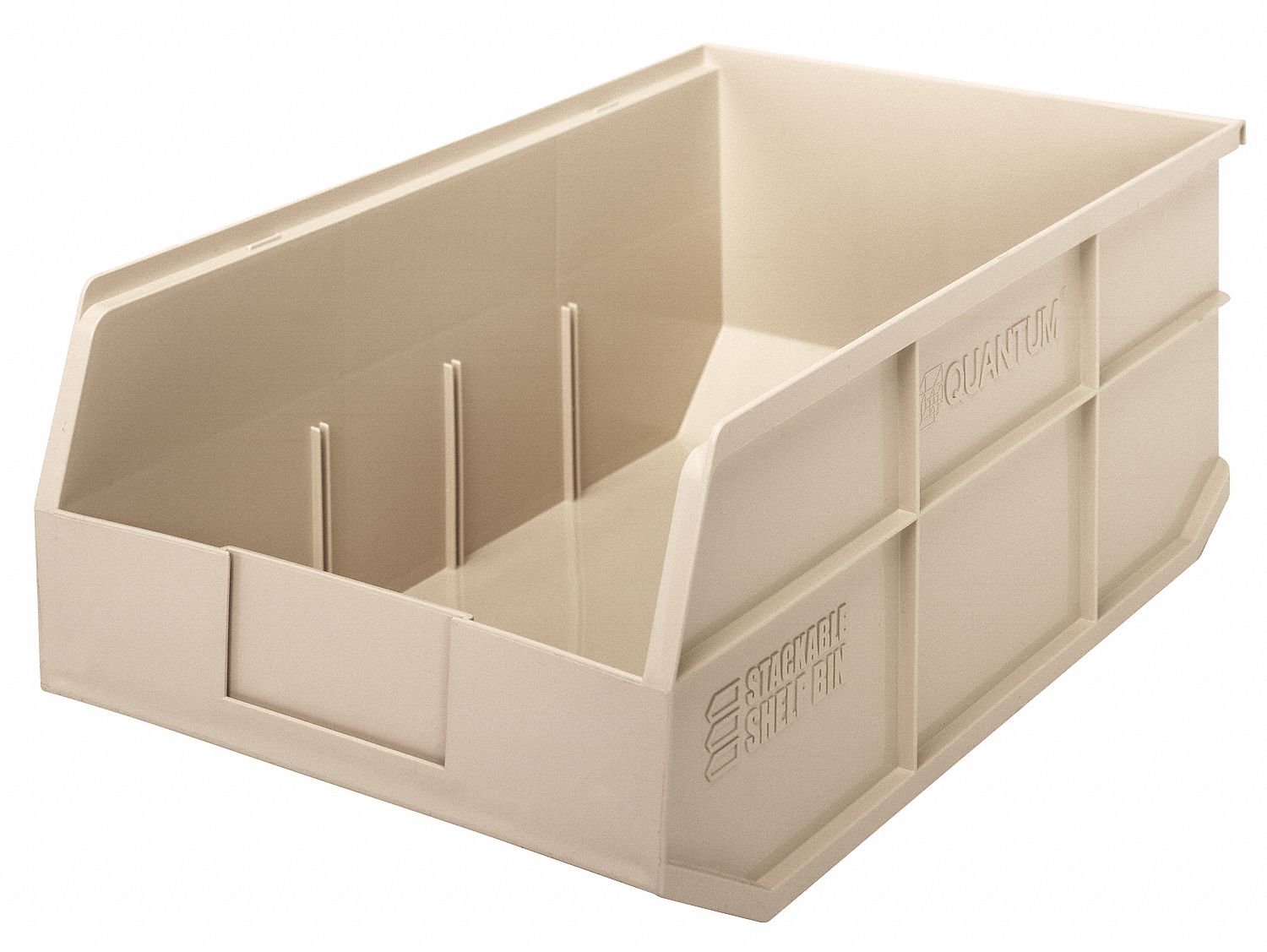 Shelf Bin: 18 in Overall Lg, 11 in x 7 in, Beige, Not Nesting Capable