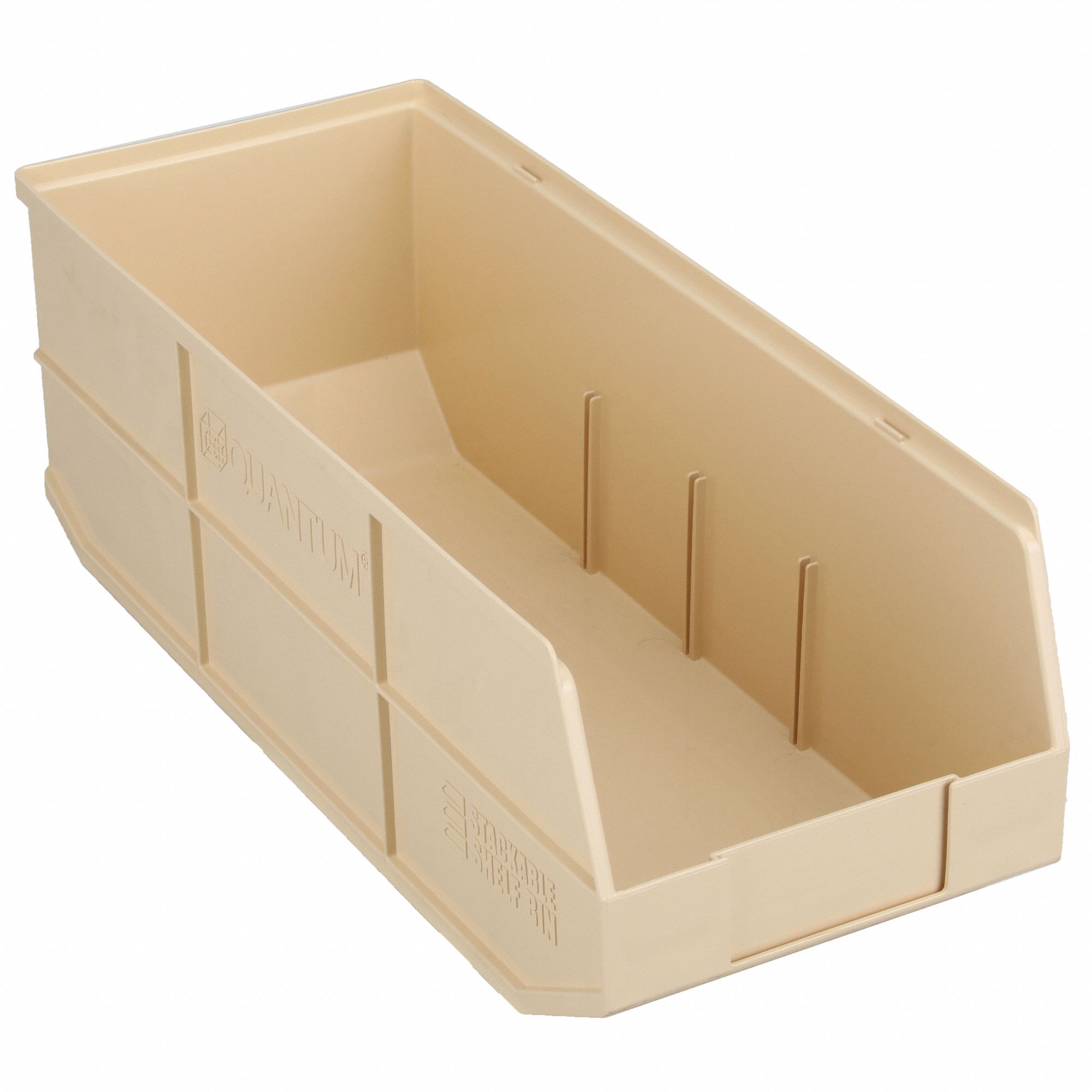 Shelf Bin: 20 1/2 in Overall Lg, 8 1/4 in x 7 in, Beige, Not Nesting Capable