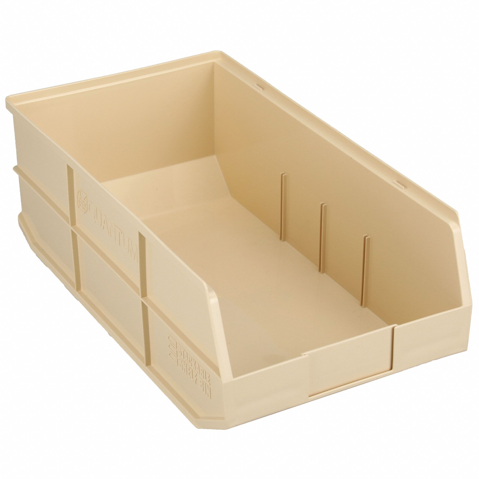 Shelf Bin: 20 1/2 in Overall Lg, 11 in x 7 in, Beige, Not Nesting Capable