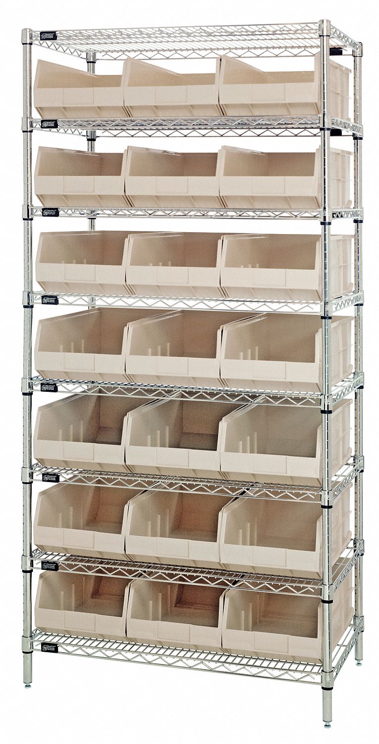 QUANTUM STORAGE SYSTEMS Steel Wire Bin Shelving with 21 Bins, 36 inW x