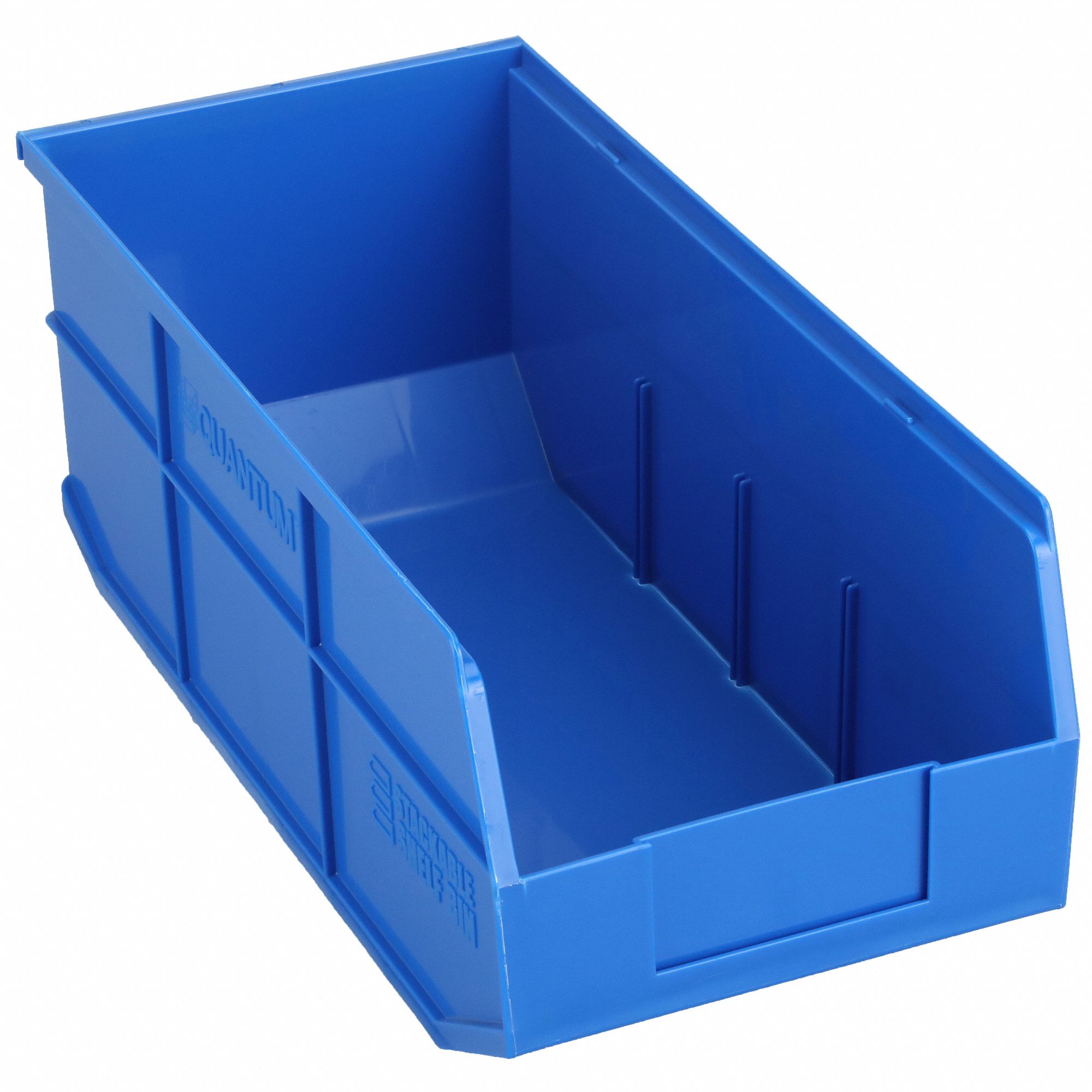 Shelf Bin: 18 in Overall Lg, 8 1/4 in x 7 in, Blue, Not Nesting Capable