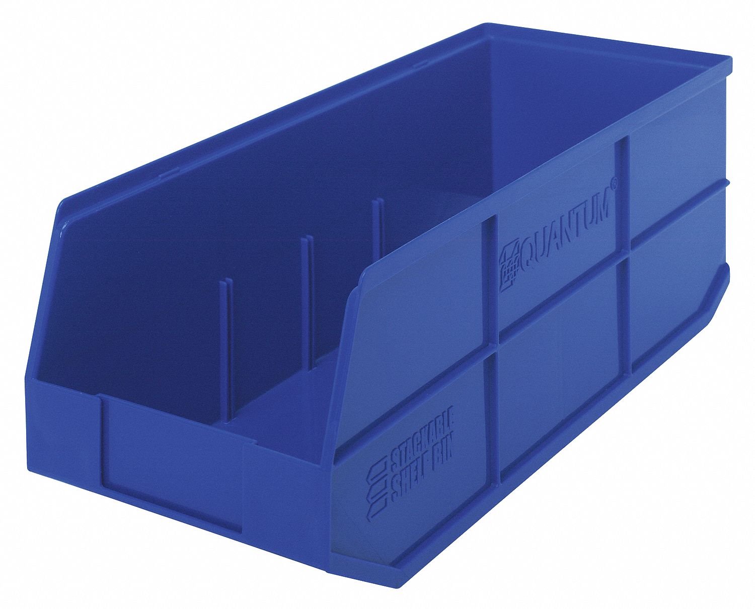 Shelf Bin: 20 1/2 in Overall Lg, 8 1/4 in x 7 in, Blue, Not Nesting Capable
