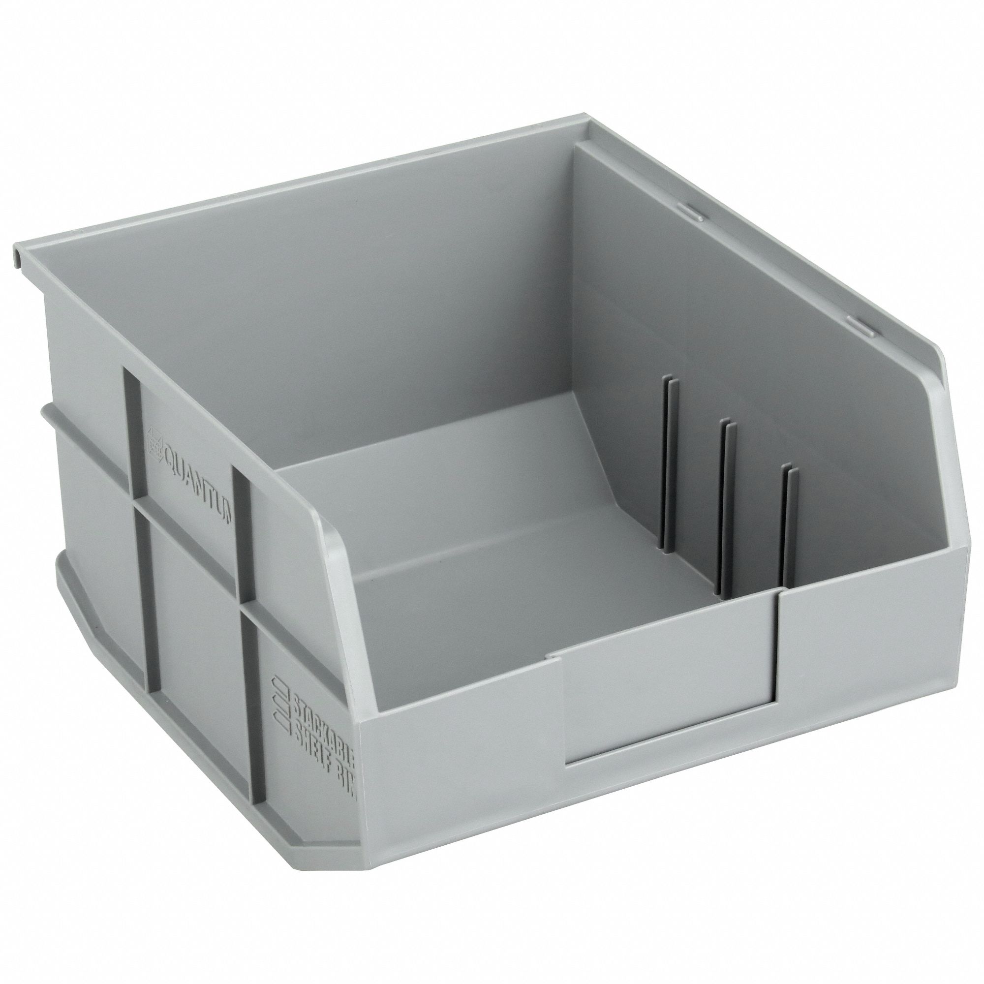 Shelf Bin: 12 in Overall Lg, 11 in x 7 in, Gray, Not Nesting Capable
