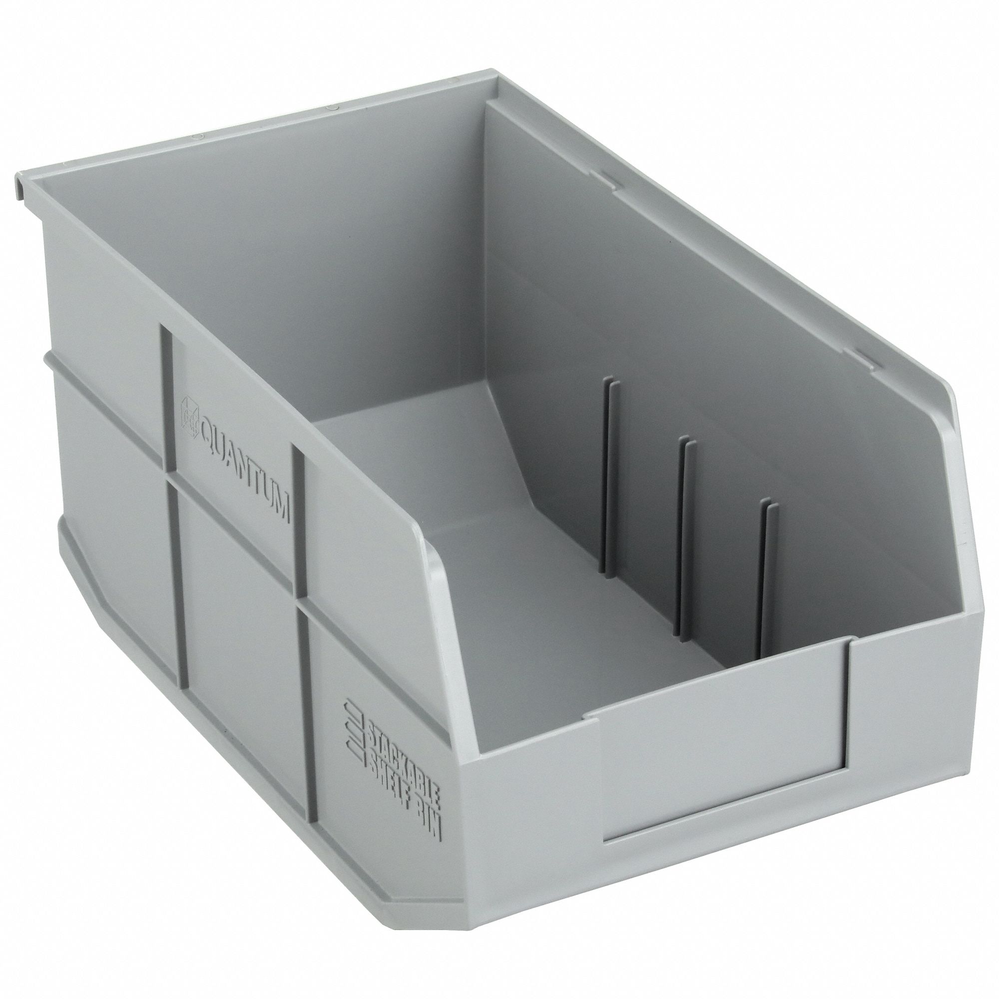 Shelf Bin: 14 in Overall Lg, 8 1/4 in x 7 in, Gray, Not Nesting Capable