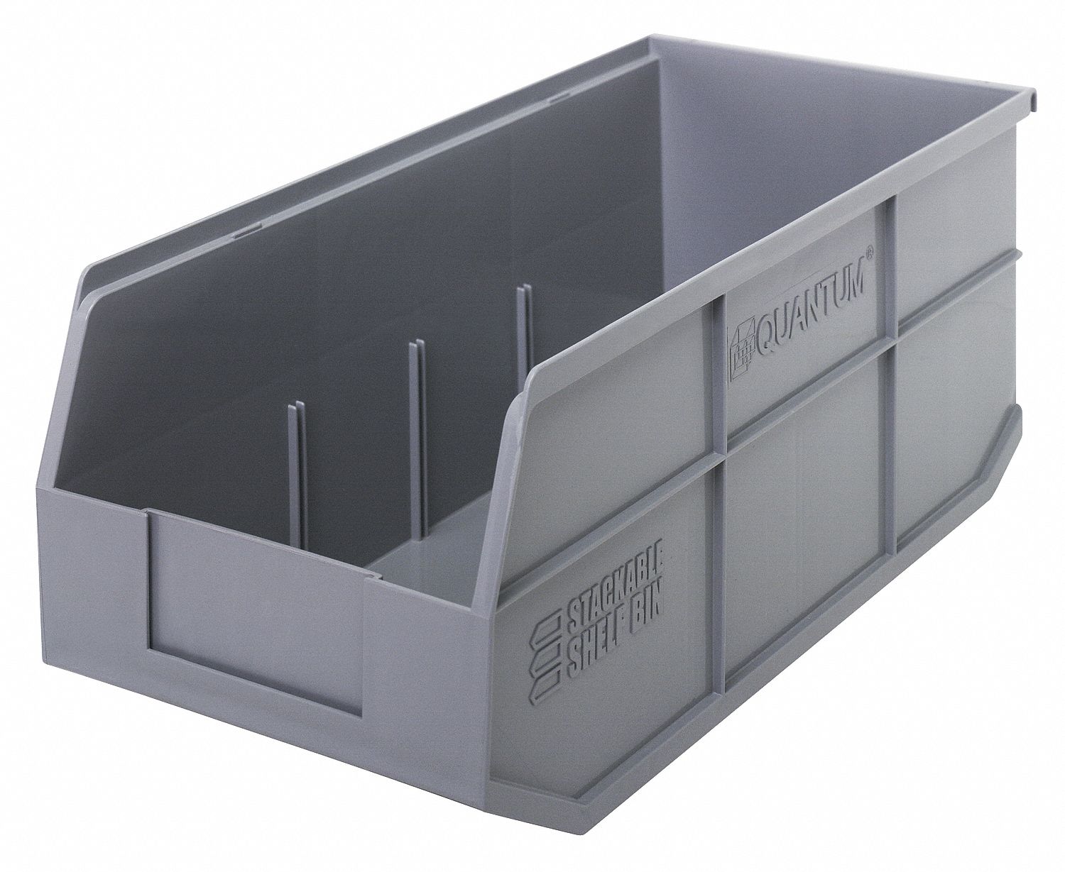 Shelf Bin: 18 in Overall Lg, 8 1/4 in x 7 in, Gray, Not Nesting Capable