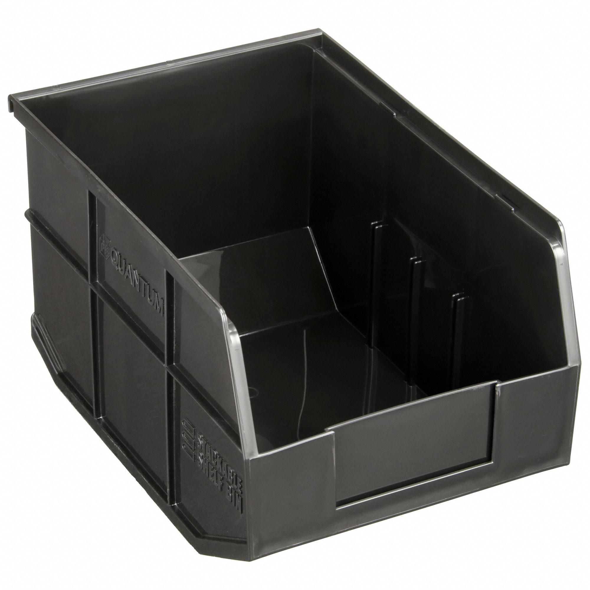 Shelf Bin: 12 in Overall Lg, 8 1/4 in x 7 in, Black, Not Nesting Capable