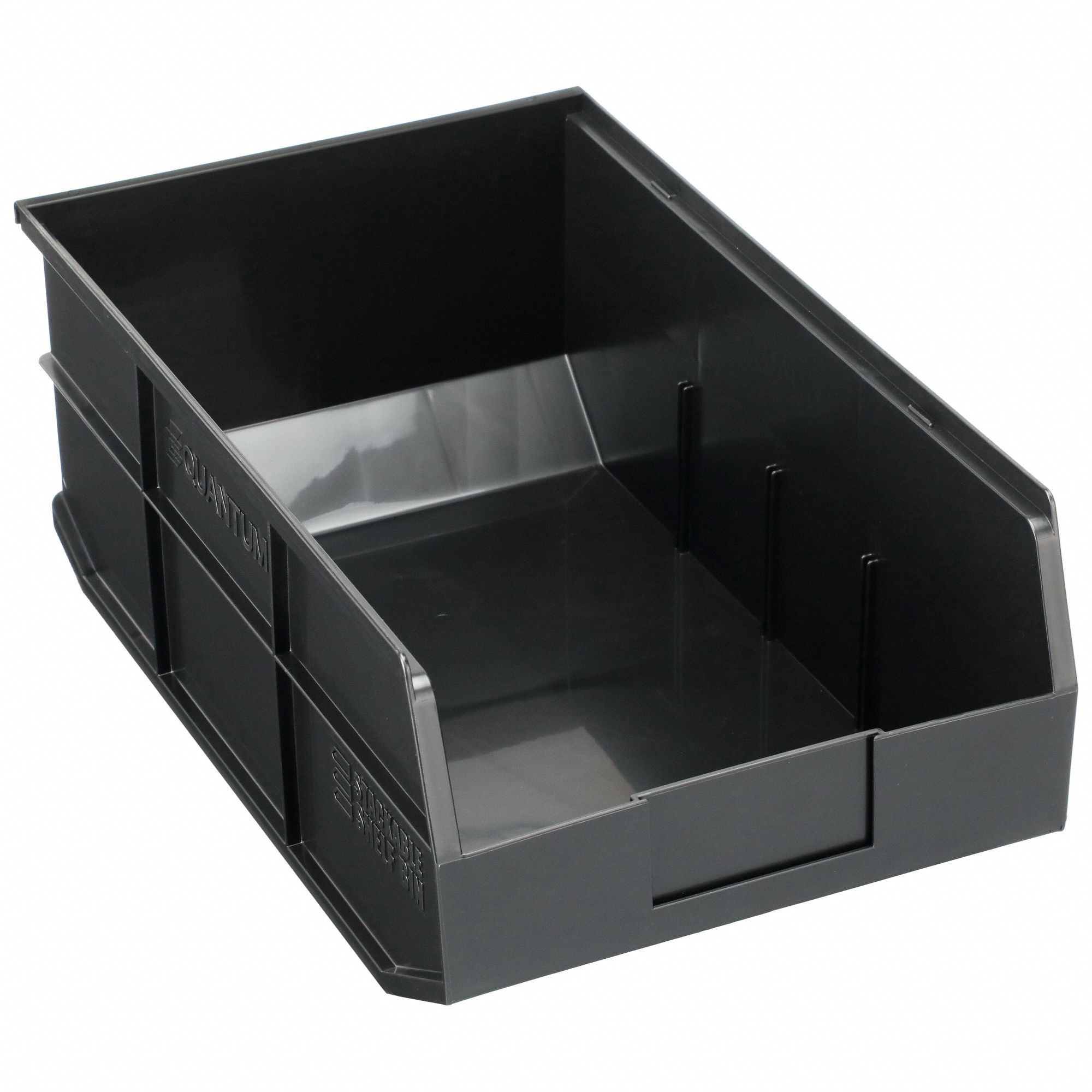 Shelf Bin: 18 in Overall Lg, 11 in x 7 in, Black, Not Nesting Capable
