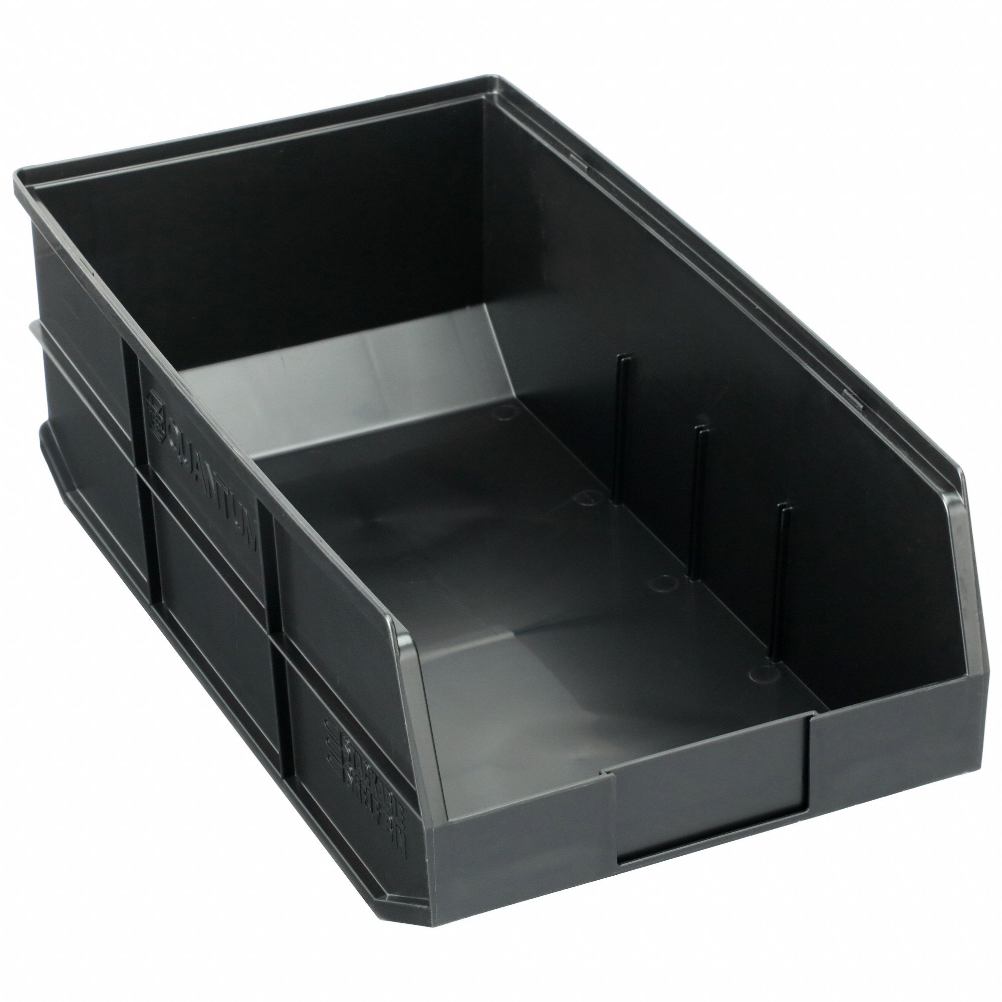 Shelf Bin: 20 1/2 in Overall Lg, 11 in x 7 in, Black, Not Nesting Capable