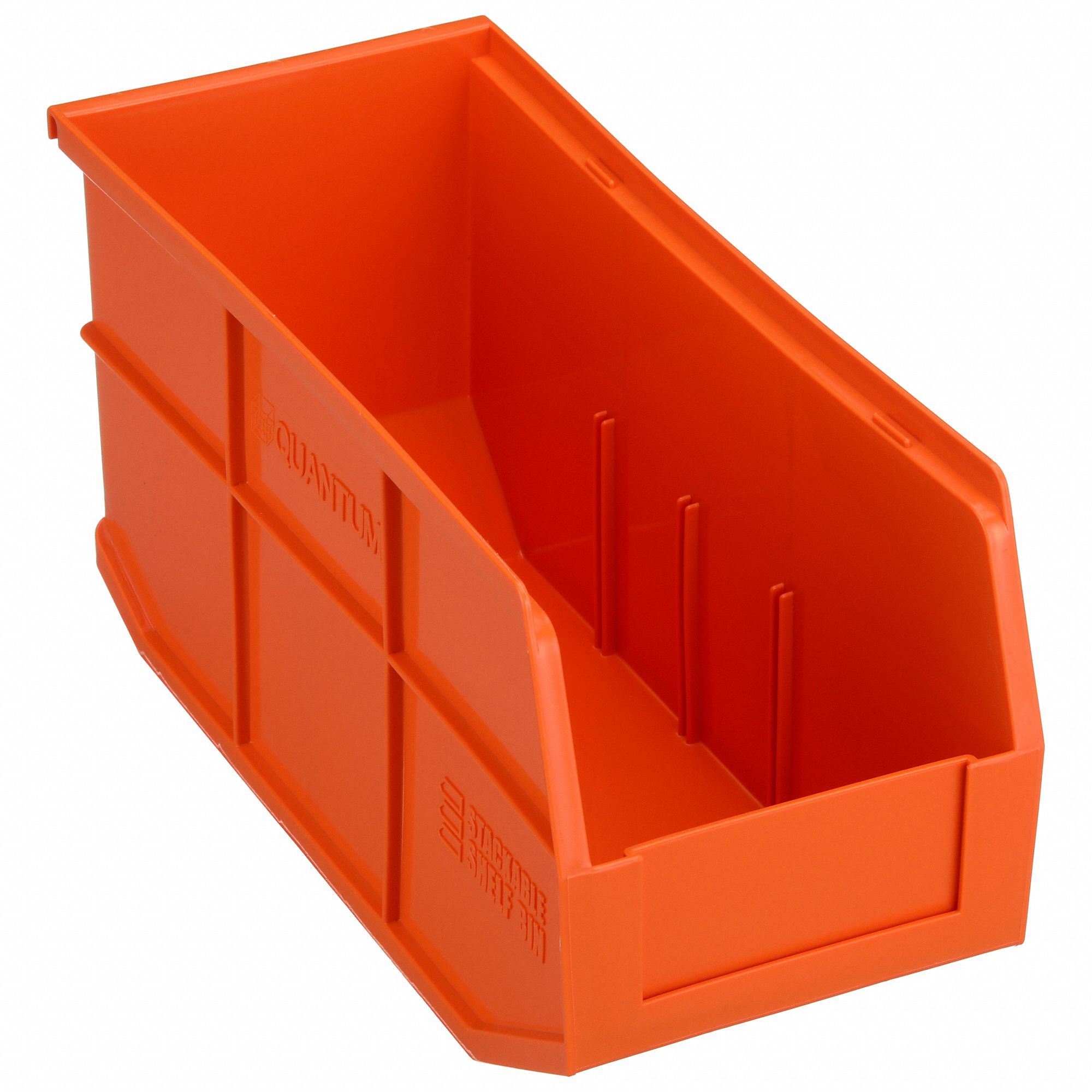 Shelf Bin: 14 in Overall Lg, 6 in x 7 in, Orange, Not Nesting Capable