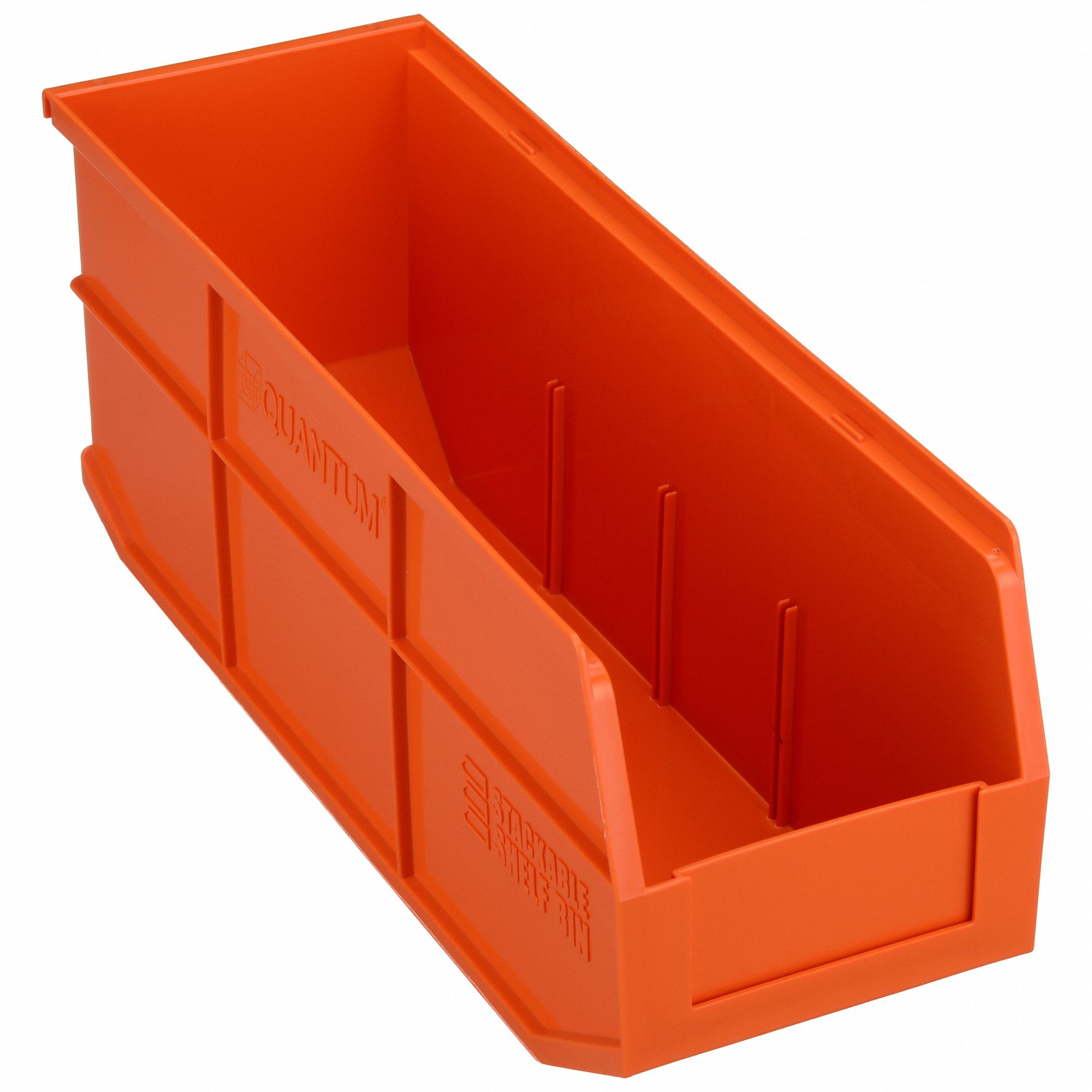 Shelf Bin: 18 in Overall Lg, 6 in x 7 in, Orange, Not Nesting Capable