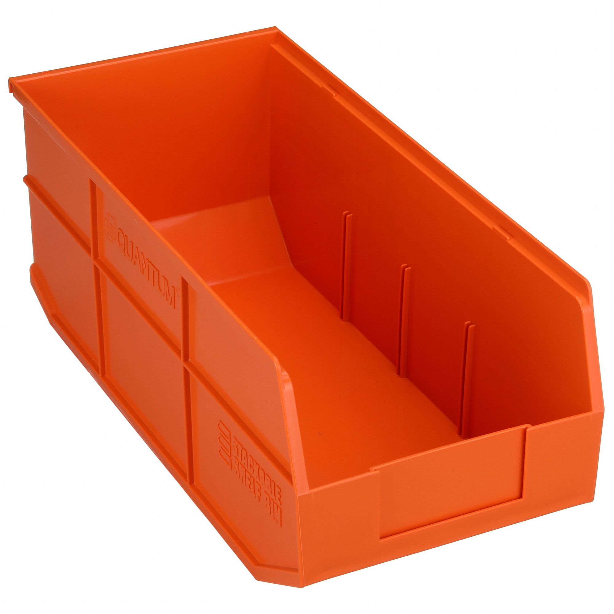 Shelf Bin: 18 in Overall Lg, 8 1/4 in x 7 in, Orange, Not Nesting Capable