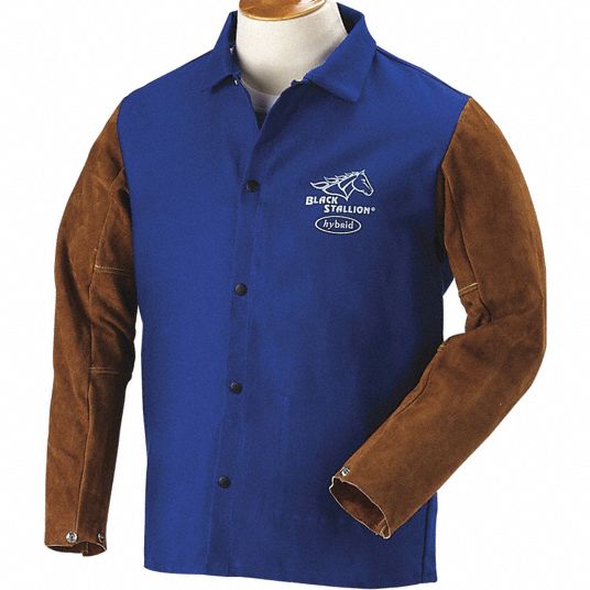 BLACK STALLION Royal Blue Brown Metal Snaps Welding Jacket