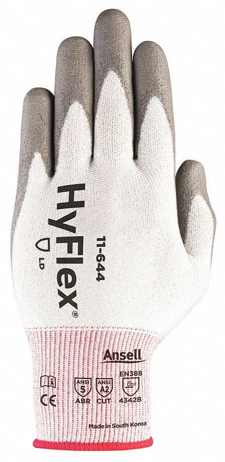 COATED GLOVES,PUR,8,GY/WHT,PR