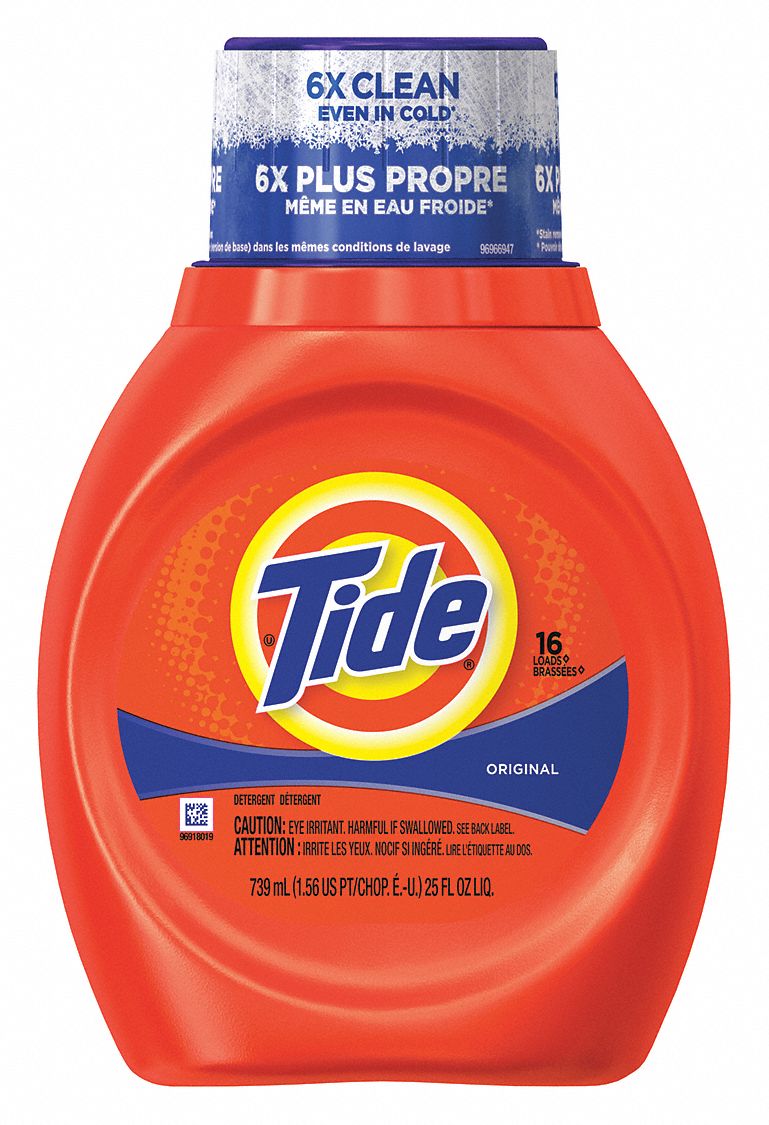 Laundry Detergent: Traditional, Bottle, 25 oz, Liquid, Unscented, 6 PK