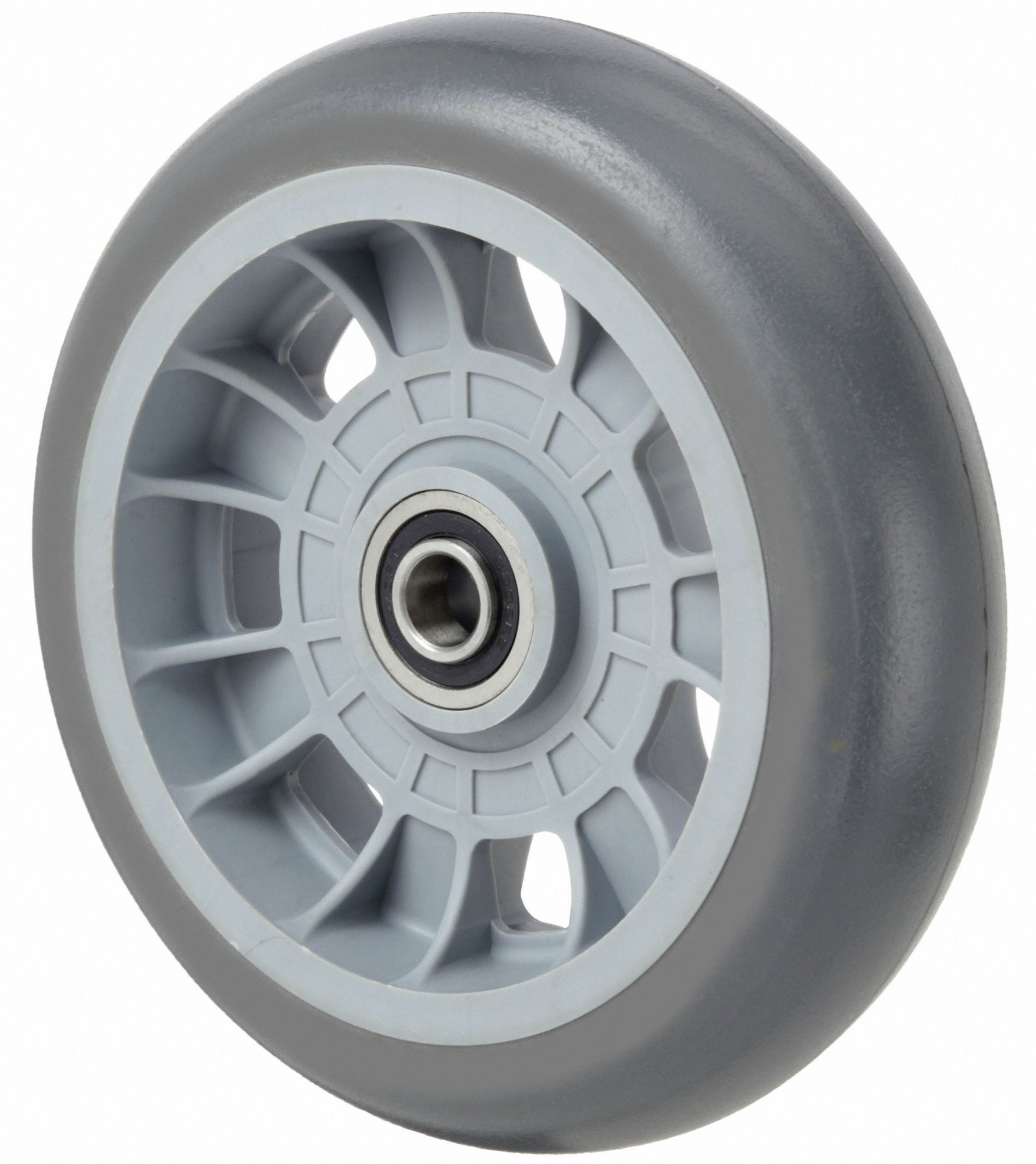 Solid Wheel: 8 in Wheel Dia., 2 1/2 in Wheel Wd, Polyurethane, 2 1/4 in Hub Lg