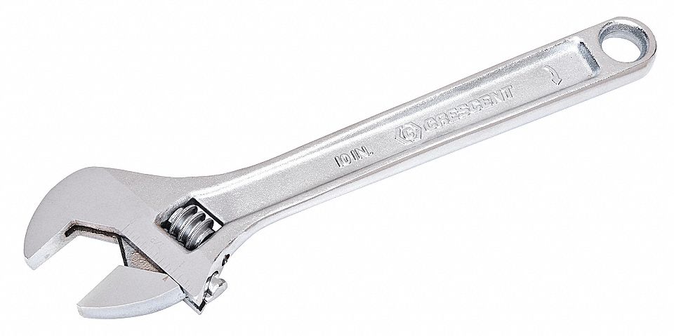 WRENCH ADJUSTABLE, 8IN, CHROME