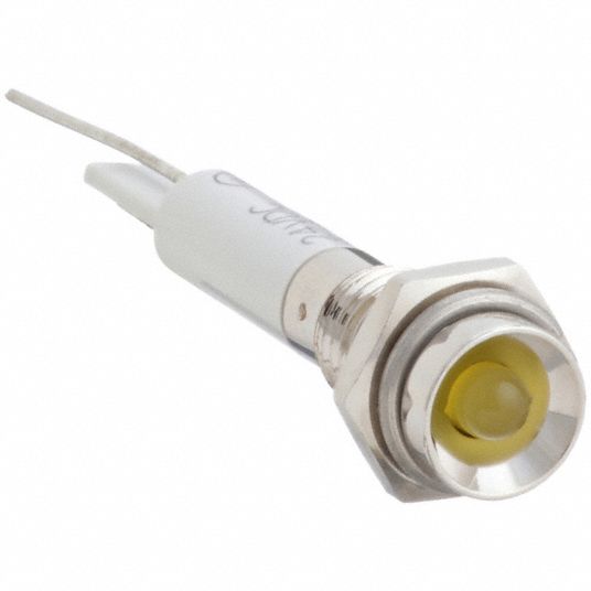 Protruding Indicator Light: Yellow, Lead for Soldering, LED, 24V DC