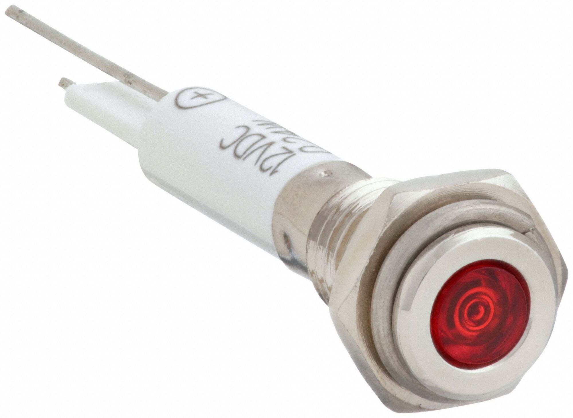 Flush Panel Light: 6 mm Panel Mounting Hole Dia, LED, Red, Flush Head, H06