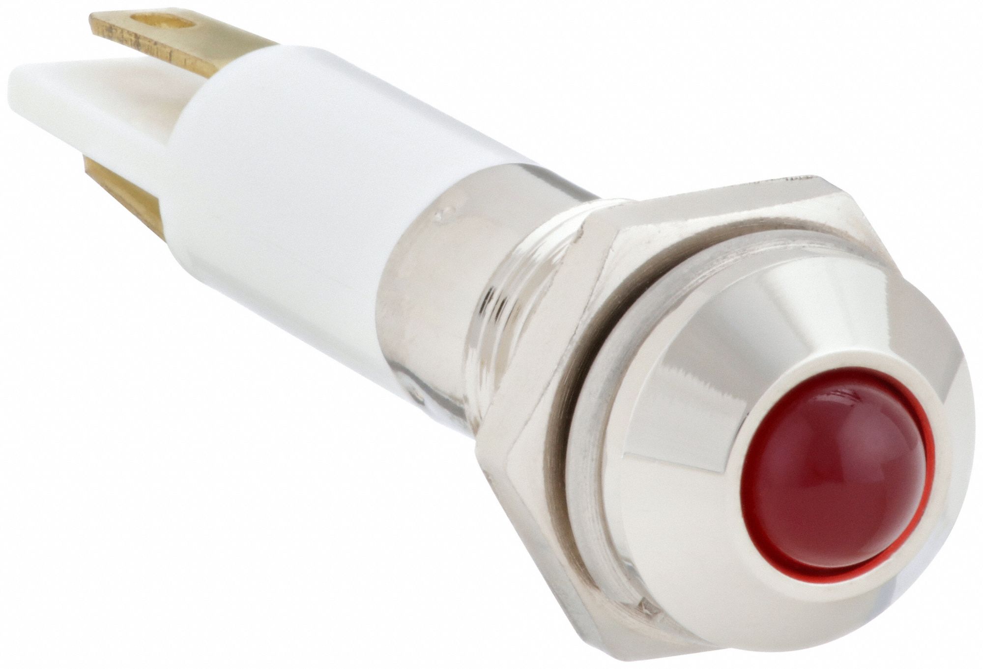 Raised Panel Light: 5/16 in Panel Mounting Hole Dia, LED, Red, Raised Head, M08