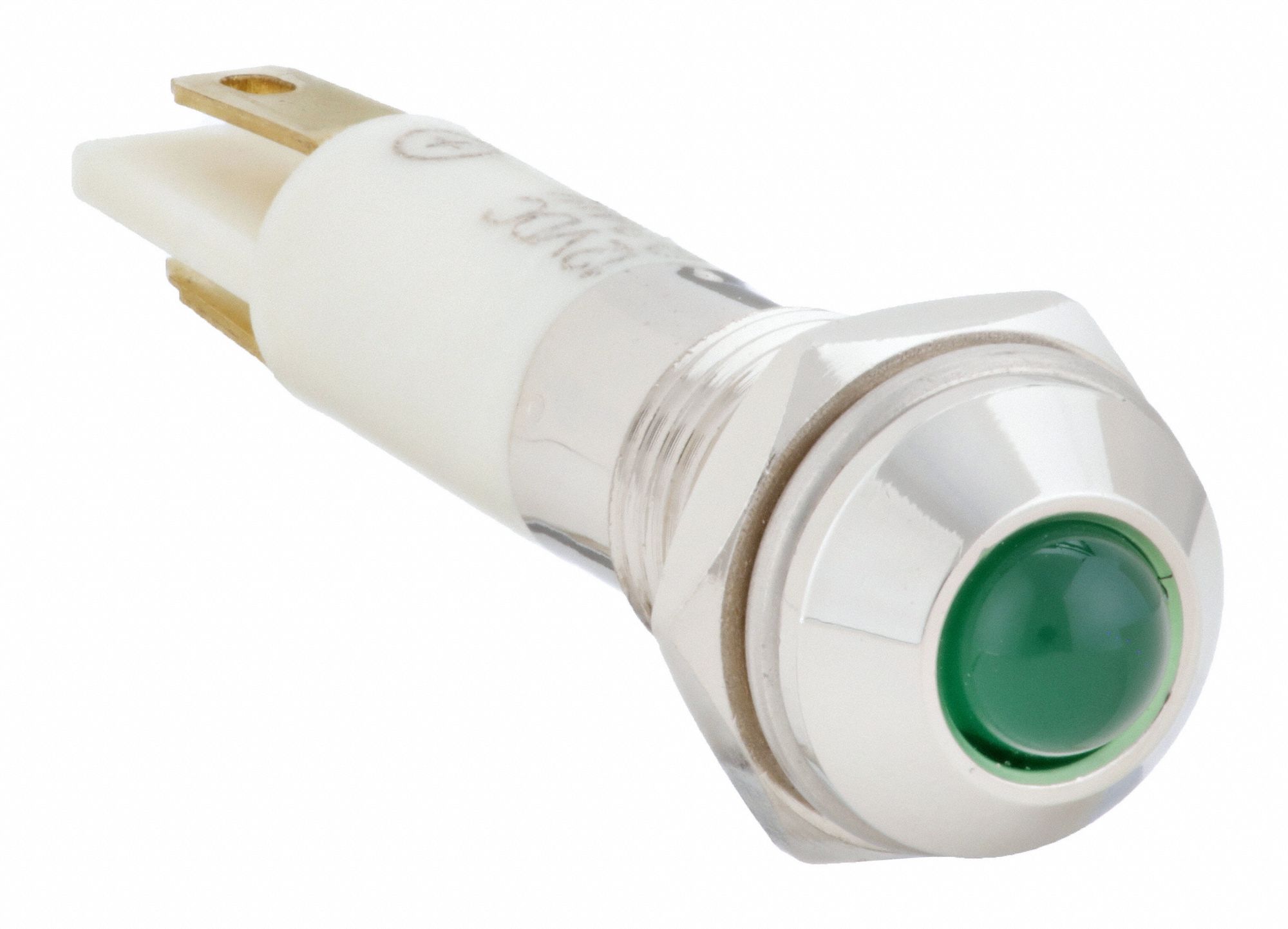 Raised Panel Light: 5/16 in Panel Mounting Hole Dia, LED, Green, Raised Head, M08