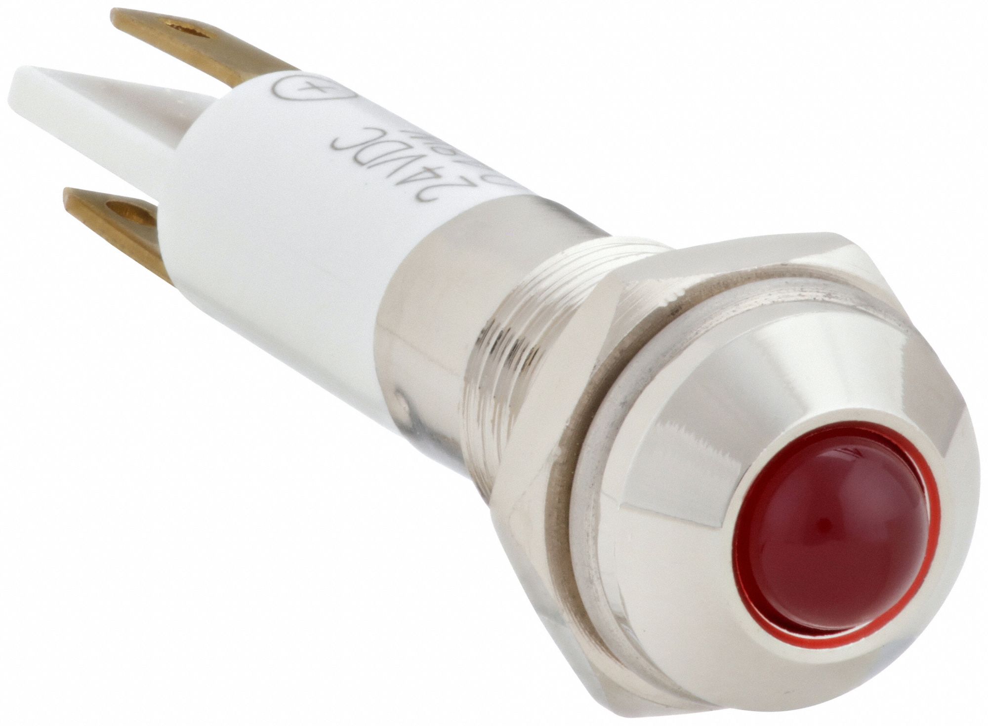 Raised Panel Light: 5/16 in Panel Mounting Hole Dia, LED, Red, Raised Head, M08