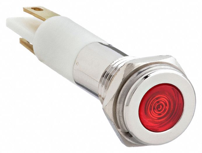 Flush Panel Light: 5/16 in Panel Mounting Hole Dia, LED, Green, Flush Head, H08