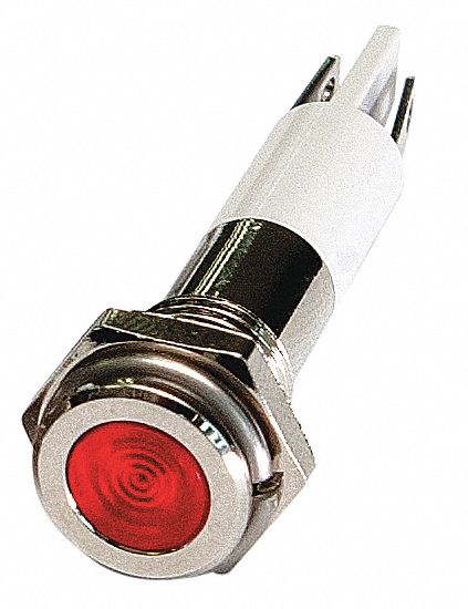 GRAINGER APPROVED Flat Indicator Light, LED Lamp Type, 24VDC Voltage