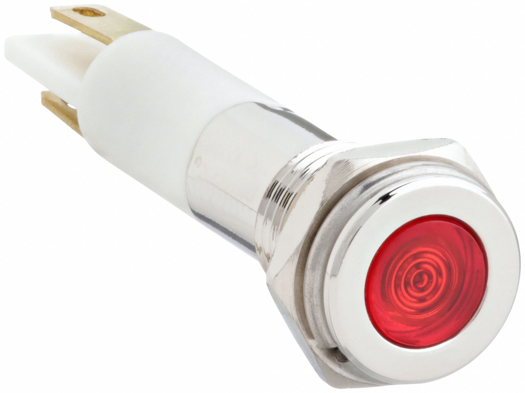 Flush Panel Light: 5/16 in Panel Mounting Hole Dia, LED, Red, Flush Head, H08