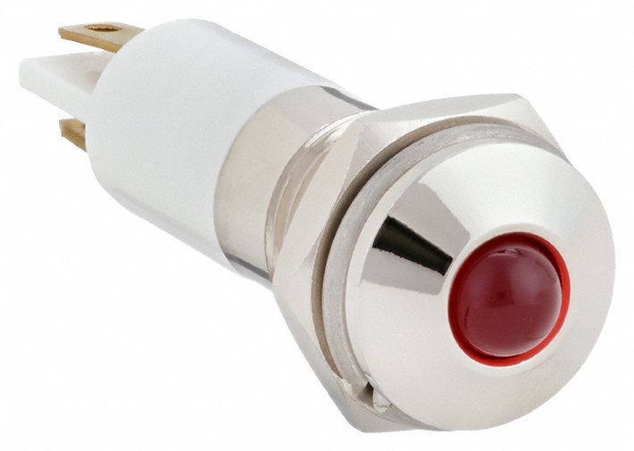 Raised Panel Light: 10 mm Panel Mounting Hole Dia, LED, Red, Raised Head, M10