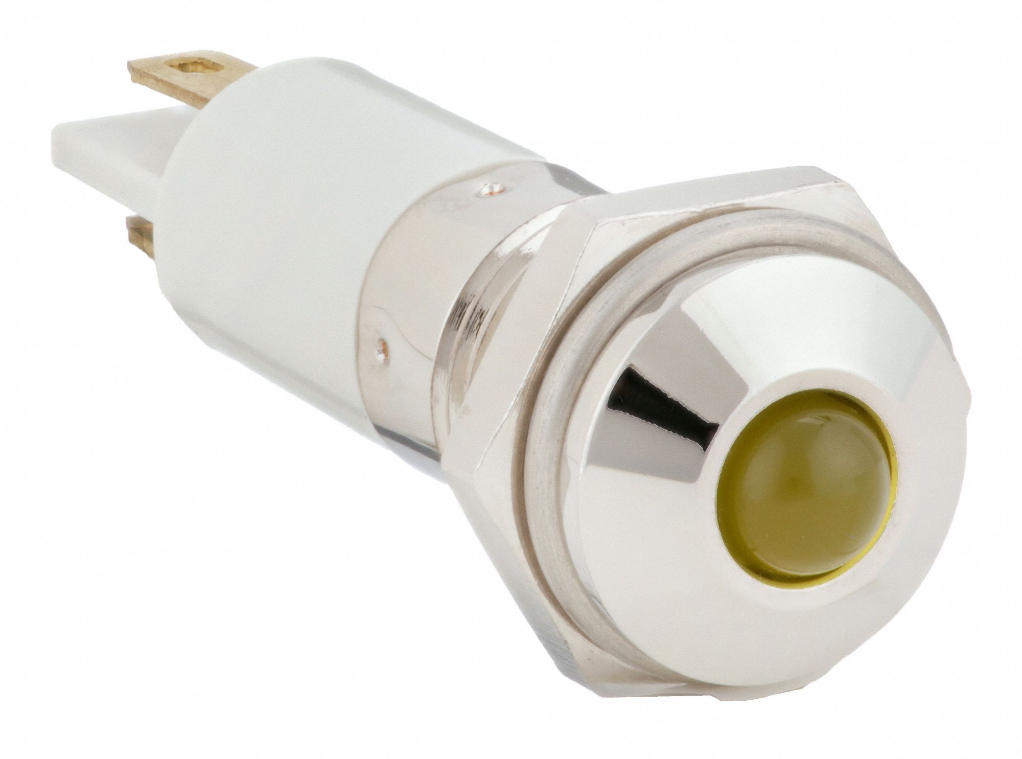 Raised Panel Light: 10 mm Panel Mounting Hole Dia, LED, Yellow, Raised Head, M10