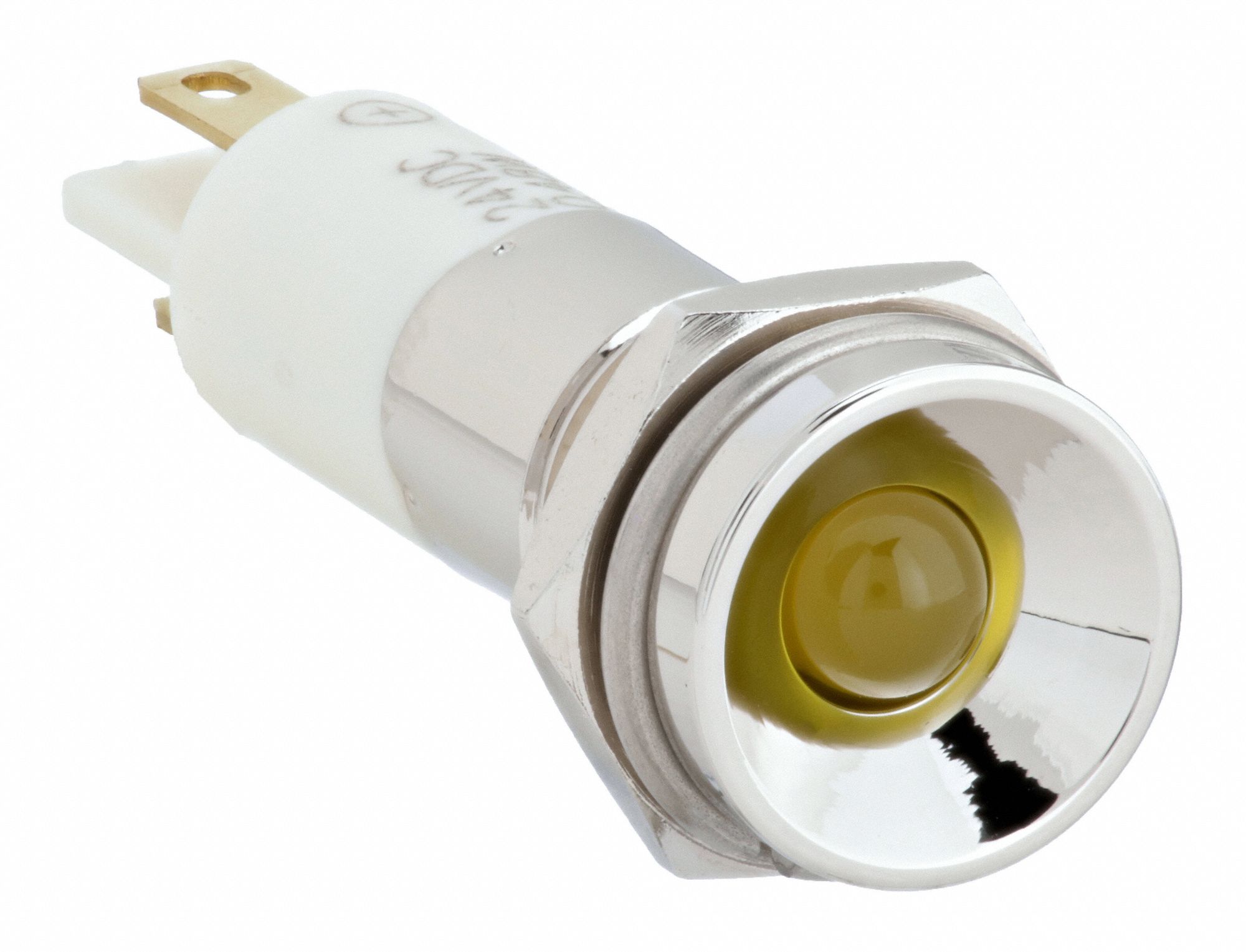 Protruding Panel Light: 10 mm Panel Mounting Hole Dia, LED, Yellow, Protruding Head