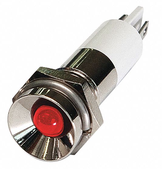 GRAINGER APPROVED Protruding Indicator Light Red, Male .110 Connector