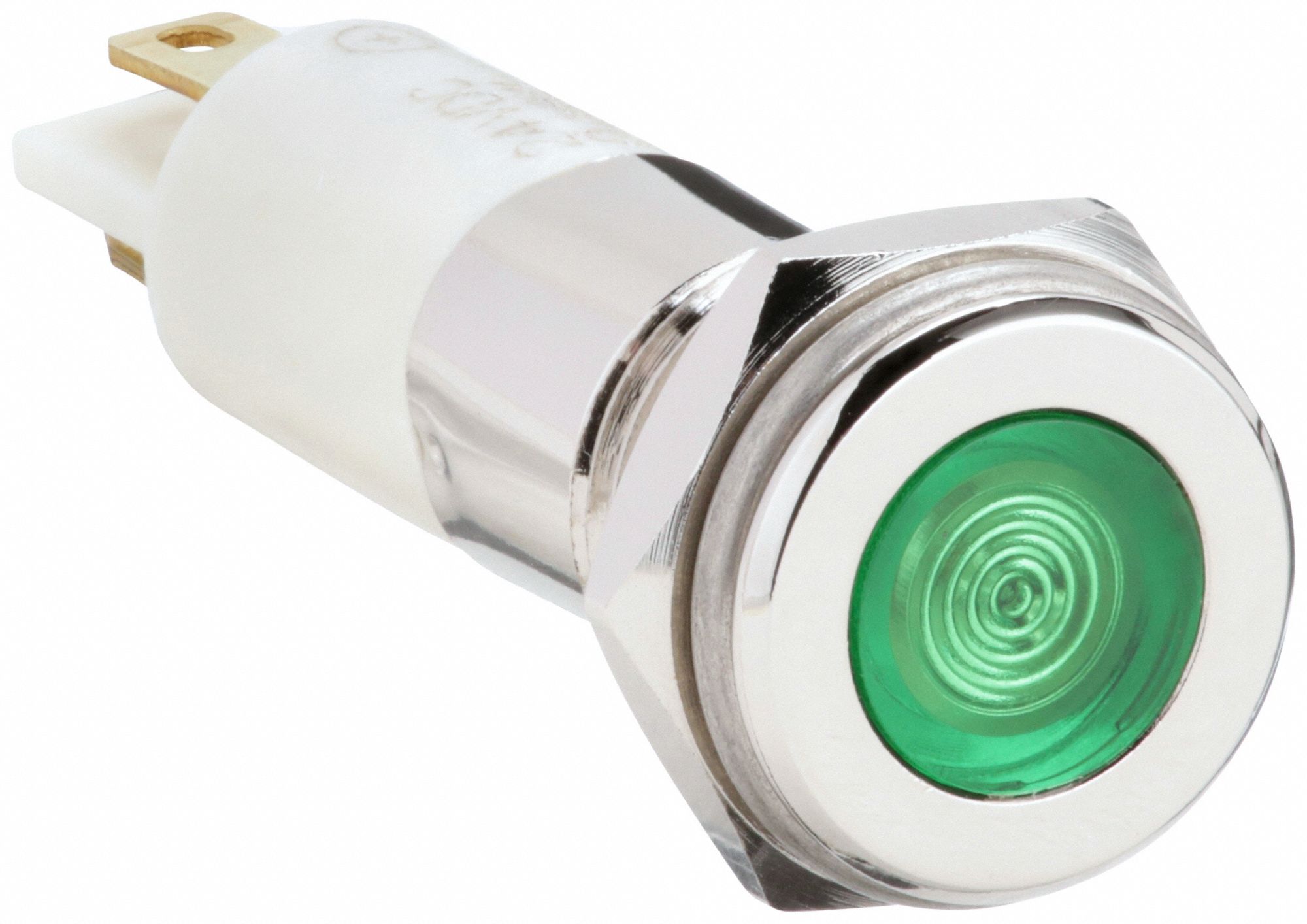 Flush Panel Light: 10 mm Panel Mounting Hole Dia, LED, Green, Flush Head, H10