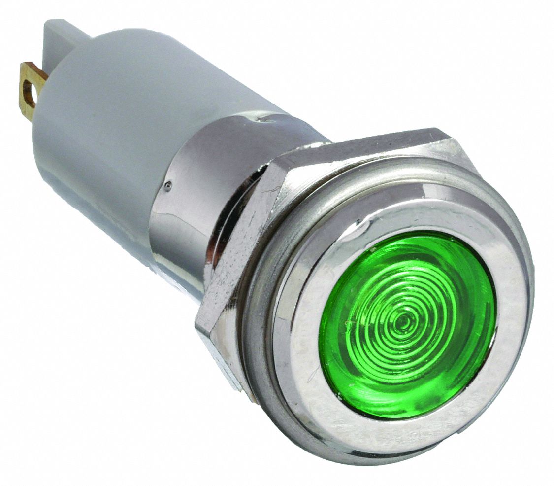 GRAINGER APPROVED Flat Indicator Light, LED Lamp Type, 24V DC Voltage