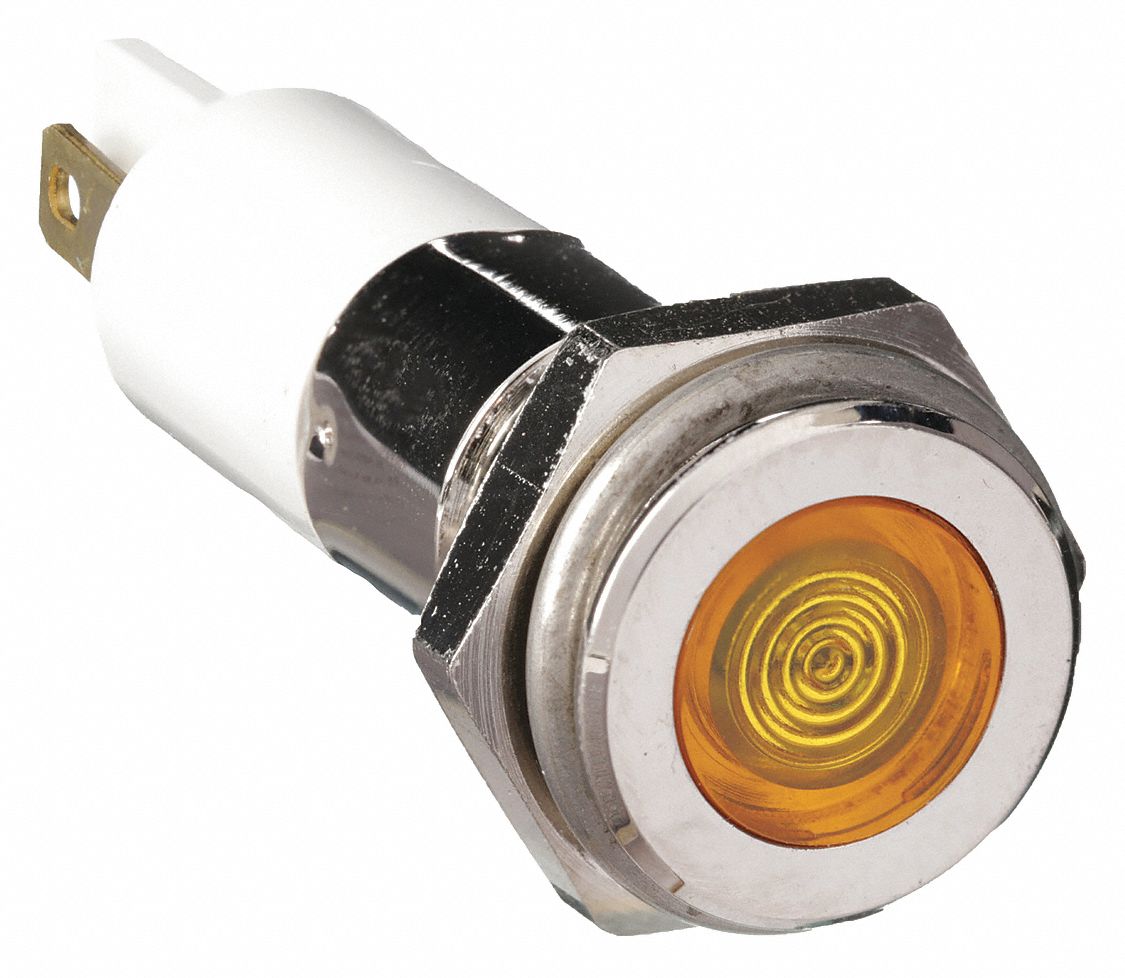 APPROVED VENDOR FLAT INDICATOR LIGHT,YELLOW,24VDC Panel Indicator