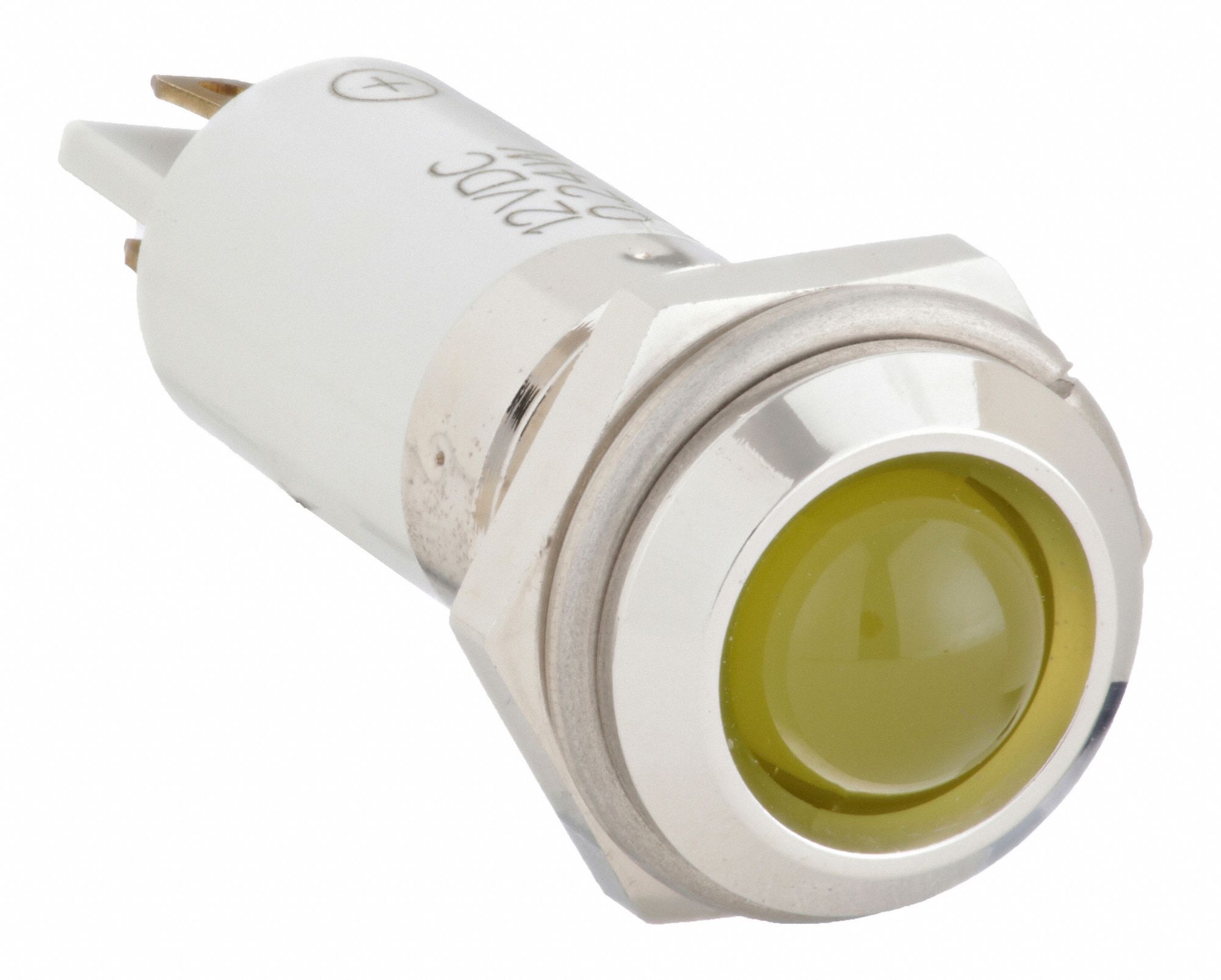 Raised Panel Light: 12 mm Panel Mounting Hole Dia, LED, Yellow, Raised Head, M12