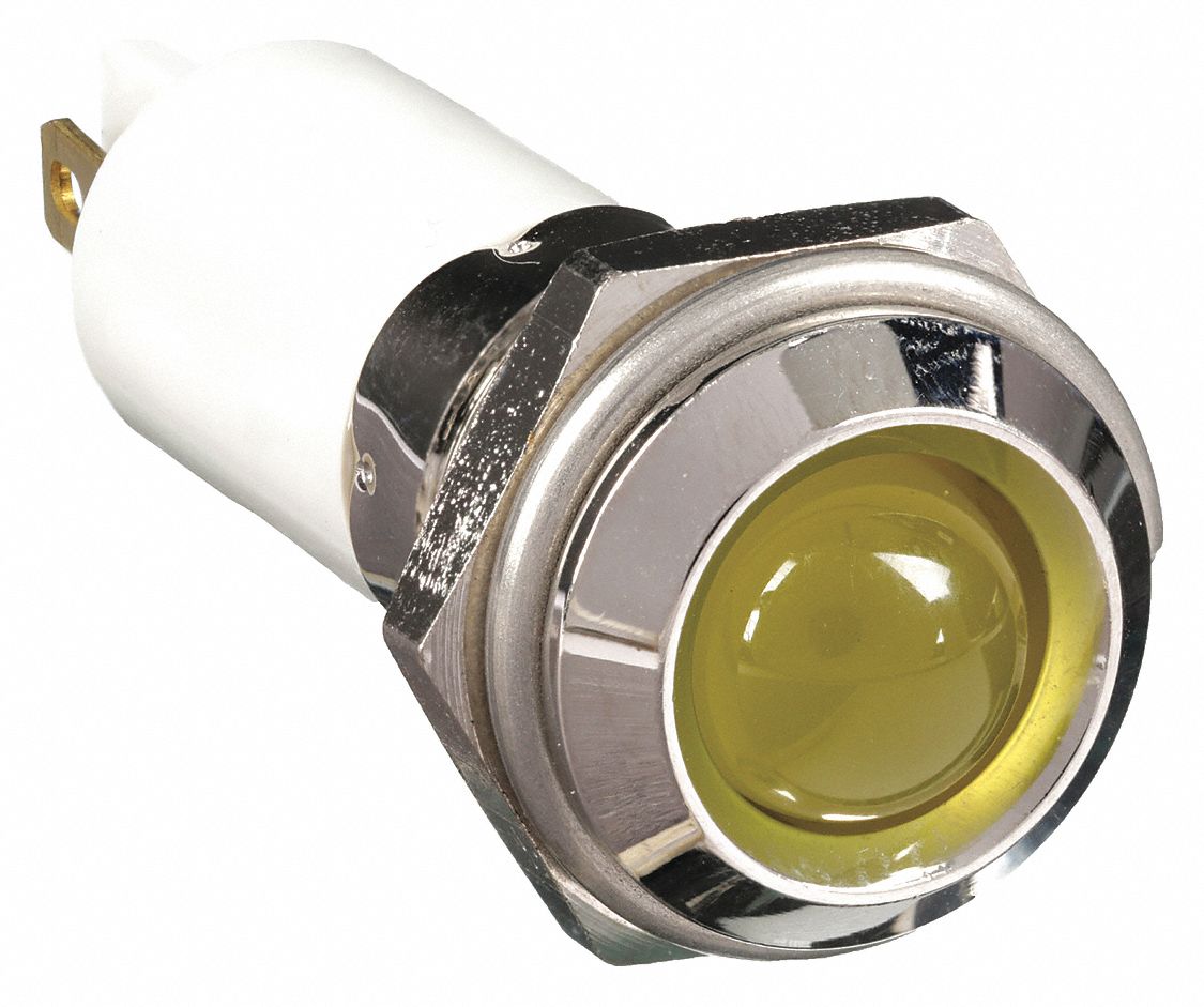 GRAINGER APPROVED Round Indicator Light Yellow, Male .110 Connector