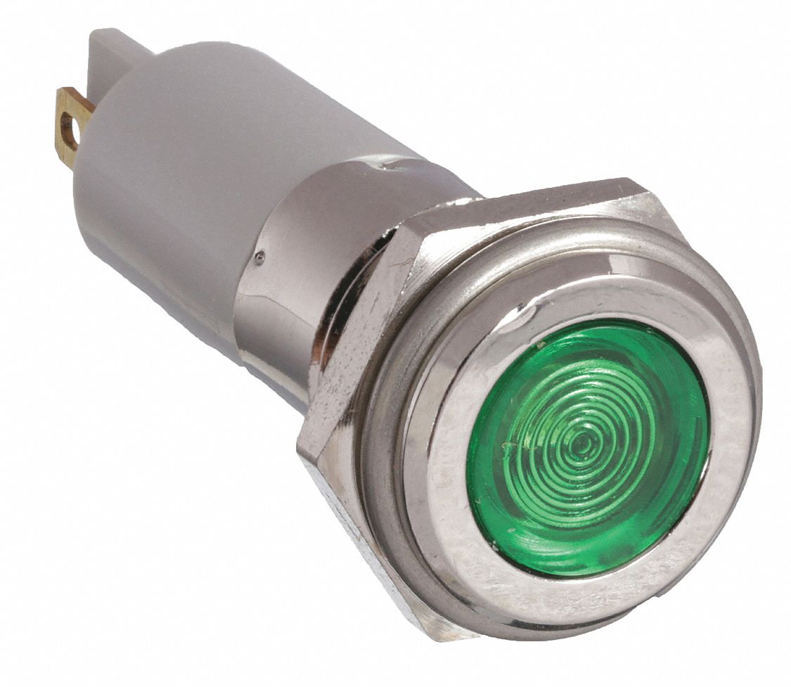 GRAINGER APPROVED Flat Indicator Light, LED Lamp Type, 24V DC Voltage